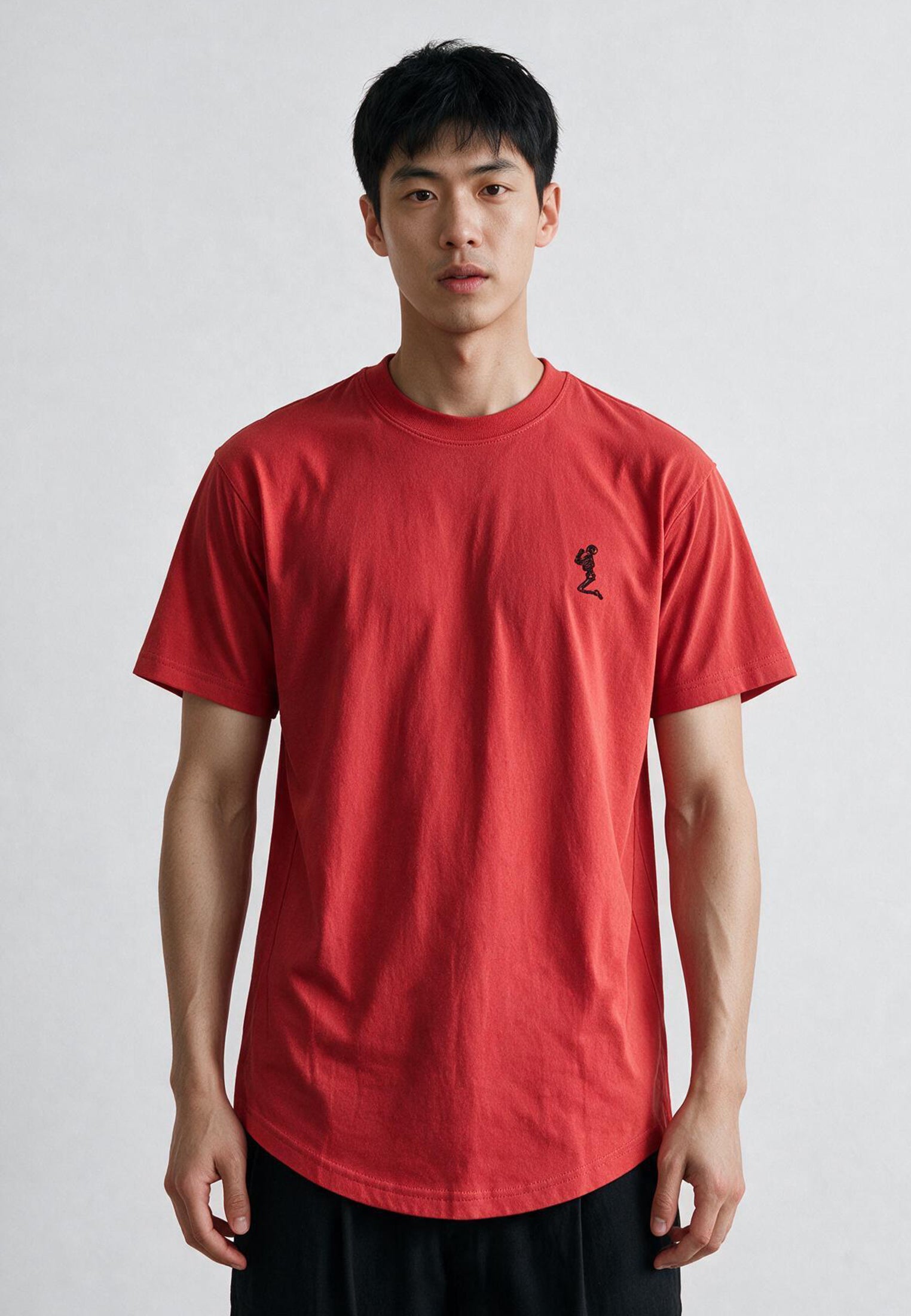 ESSENTIAL CURVED HEM ROYAL RED T-SHIRT