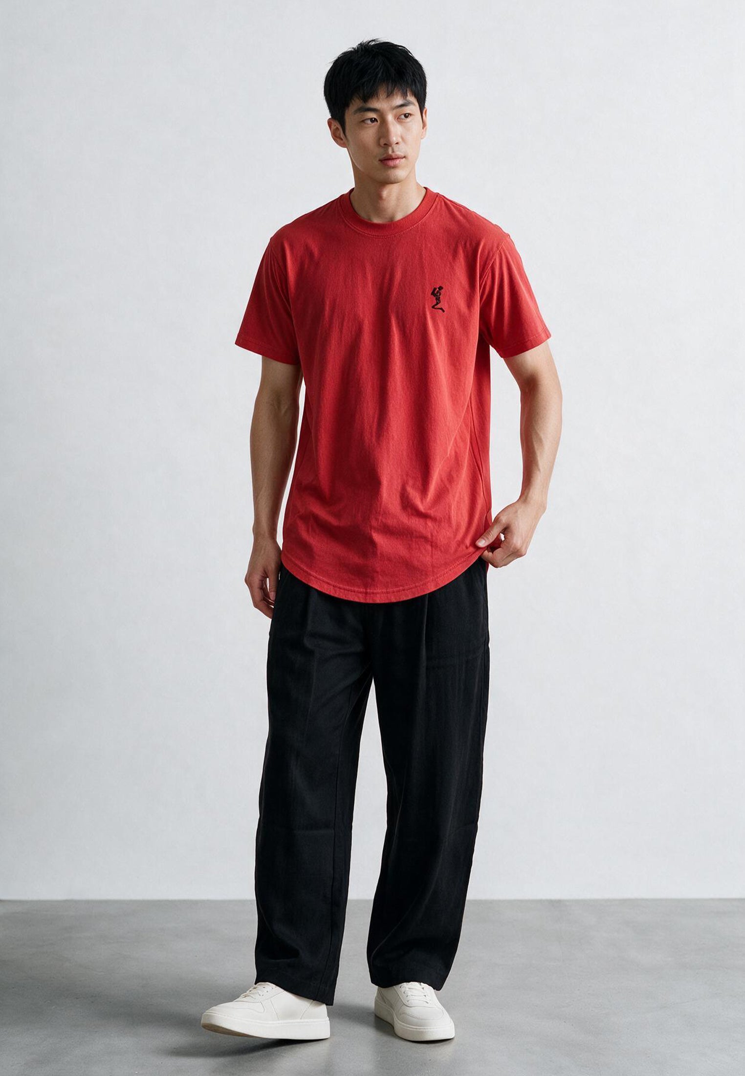 ESSENTIAL CURVED HEM ROYAL RED T-SHIRT