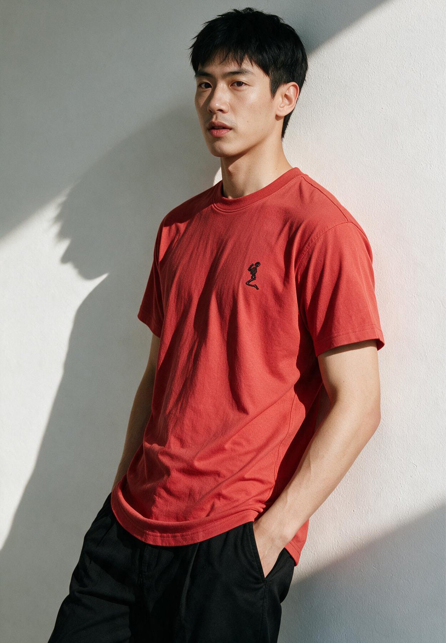 ESSENTIAL CURVED HEM ROYAL RED T-SHIRT