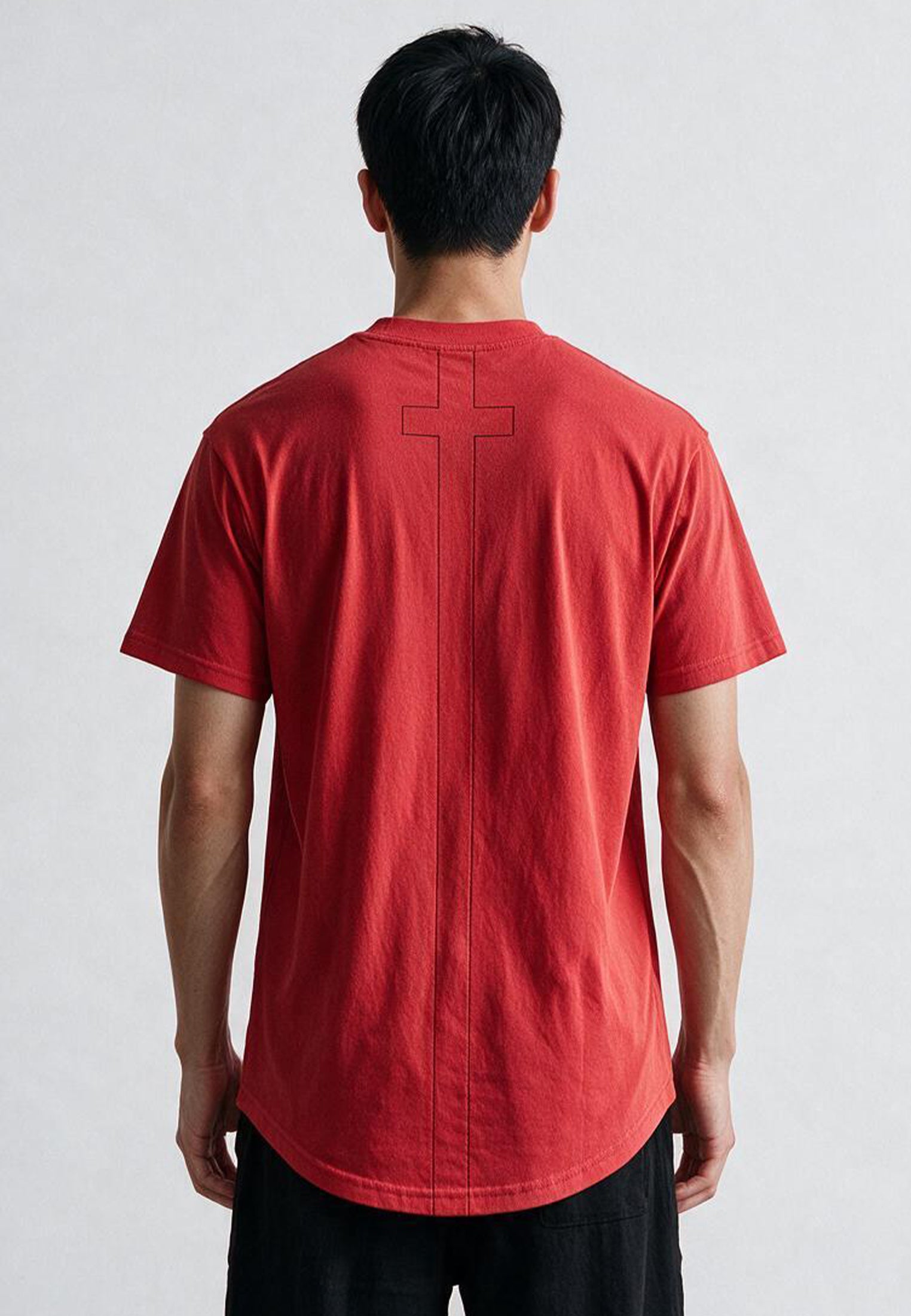 ESSENTIAL CURVED HEM ROYAL RED T-SHIRT