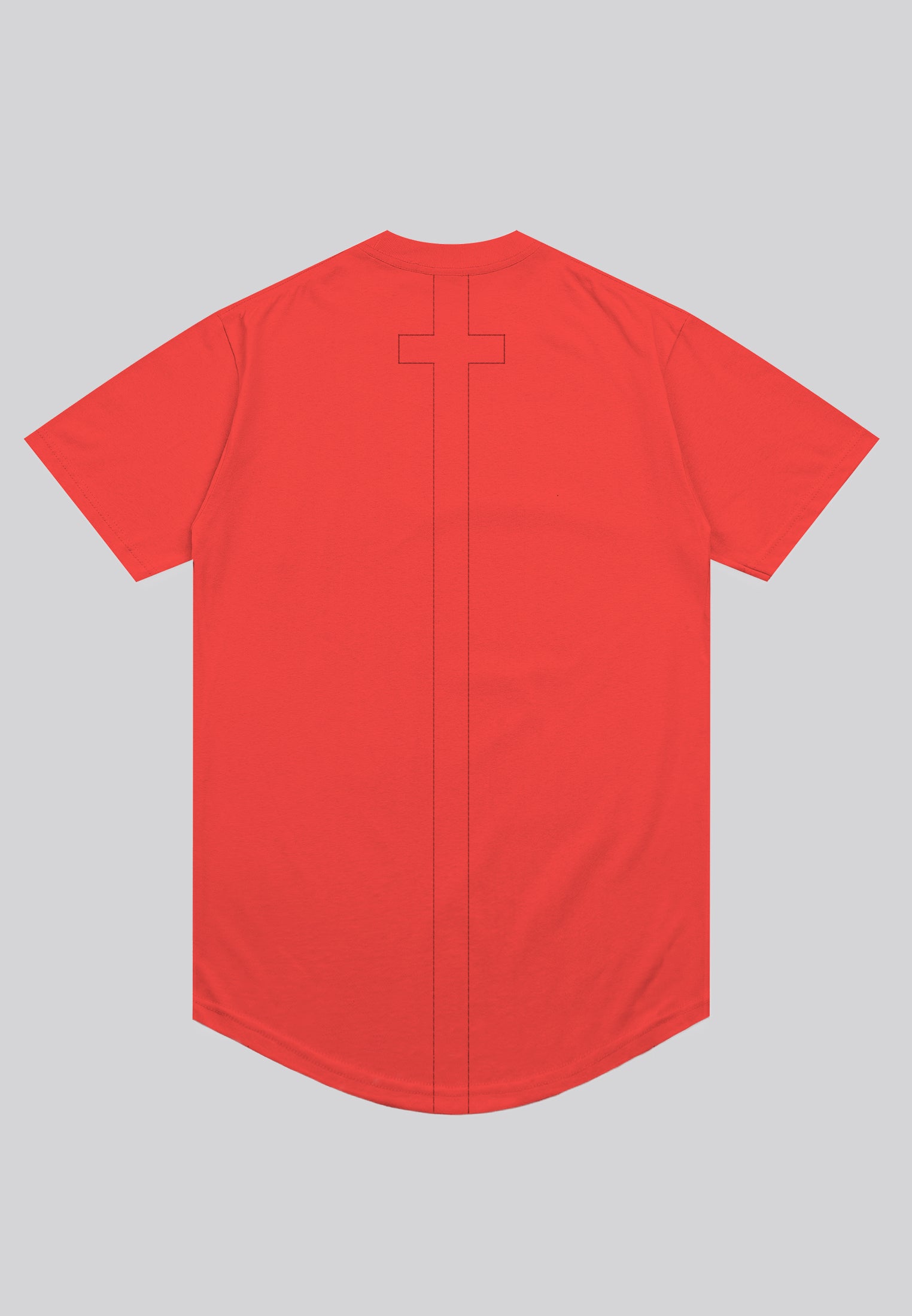 ESSENTIAL CURVED HEM ROYAL RED T-SHIRT