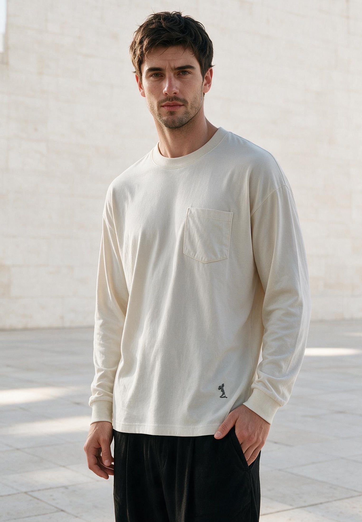 HEAVYWEIGHT LS POCKET T-SHIRT OFF WHITE
