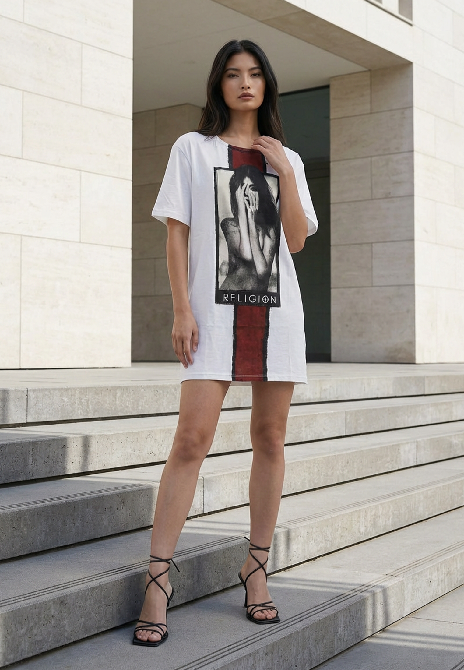 MUSIC, SEX N CASHIN CHEQUES DRESS WHITE