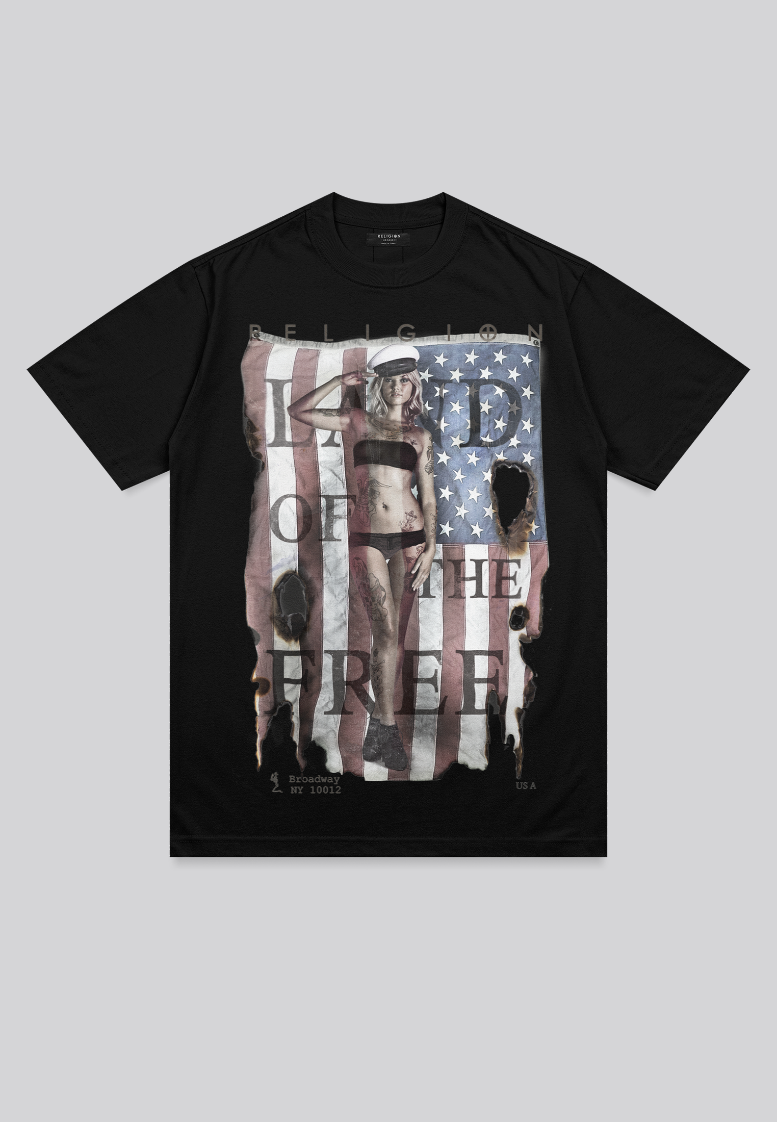 LAND OF THE FREE WASHED BLACK T-SHIRT
