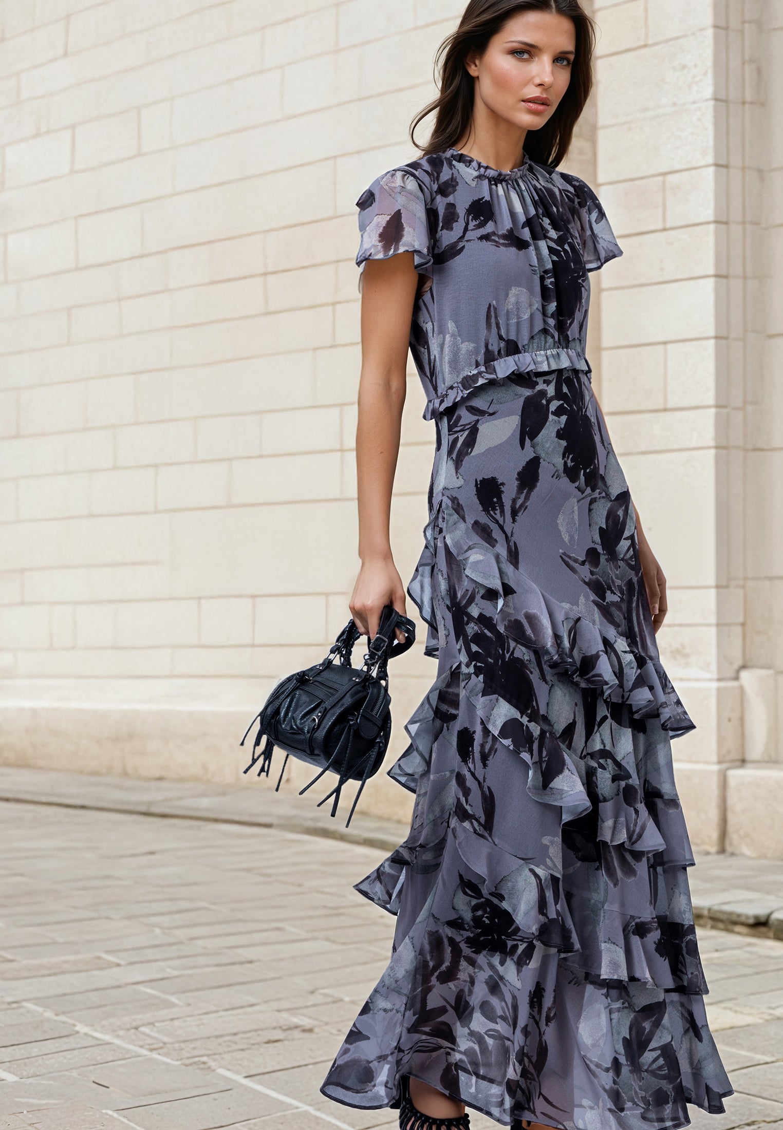 SIAN MAXI DRESS BLAZE NEUTRAL FLORAL