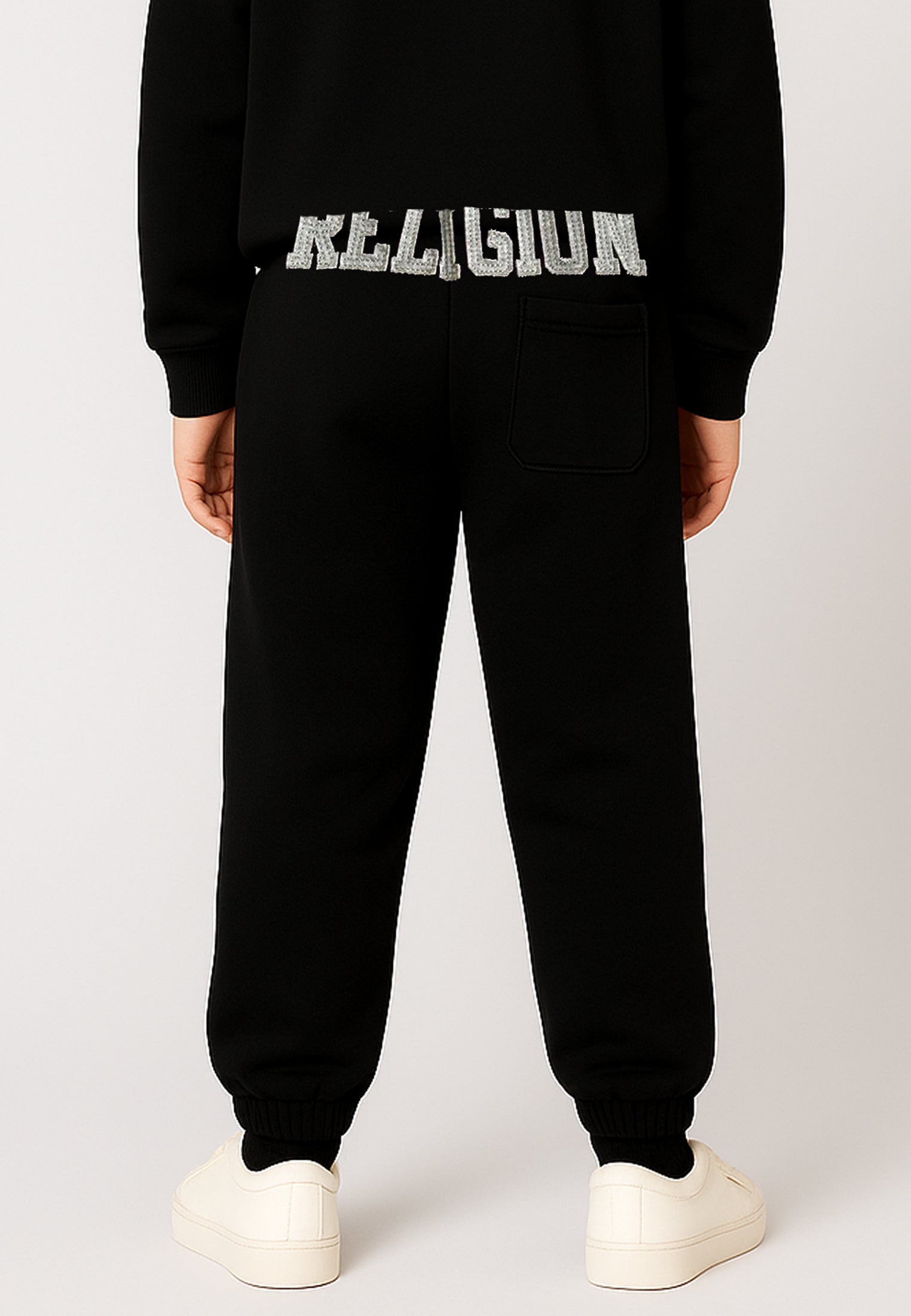 RELIGION BOYS SEAMED DARTED SWEAT PANTS BLACK