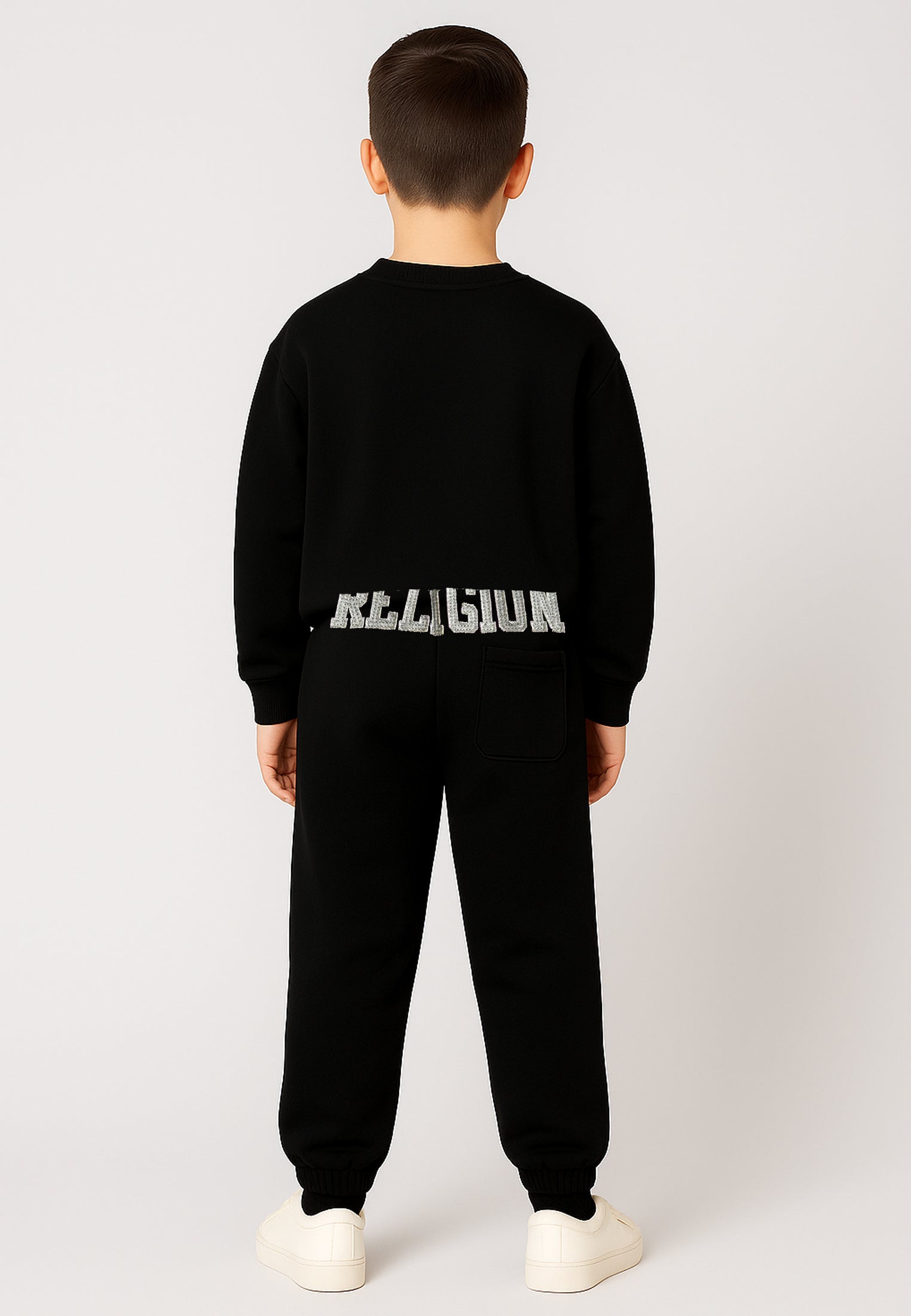 RELIGION BOYS SEAMED DARTED SWEAT PANTS BLACK