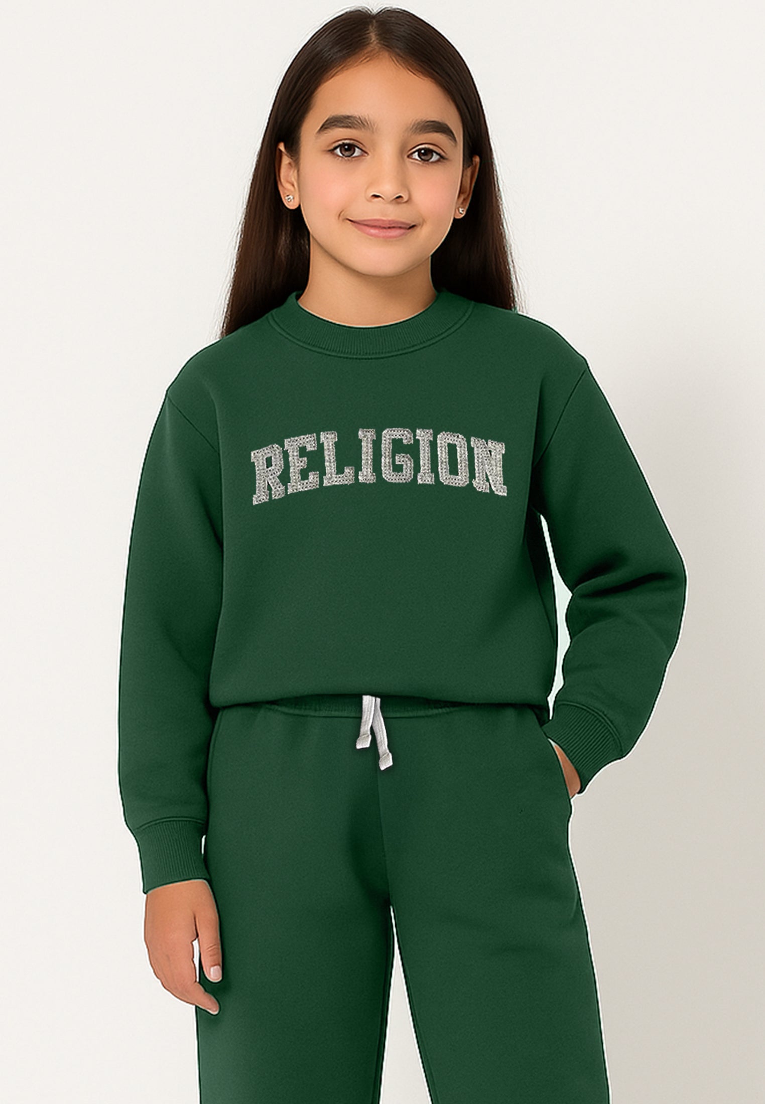 RELIGION GIRLS APPLIQUÉ OVERSIZED SWEATSHIRT GREEN