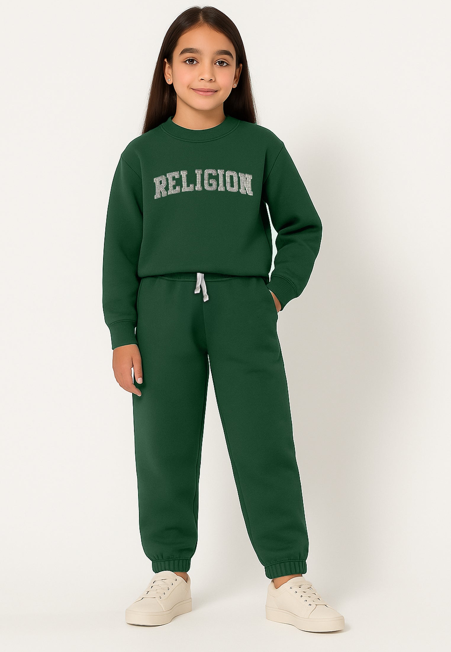 RELIGION GIRLS APPLIQUÉ OVERSIZED SWEATSHIRT GREEN