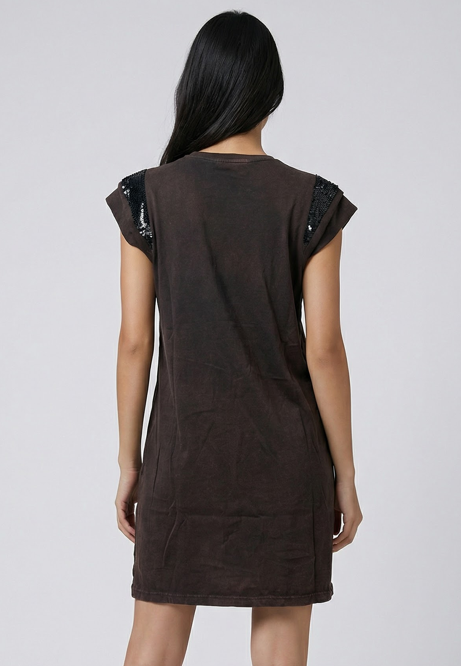 SEQUIN DRESS CHOCOLATE RUST