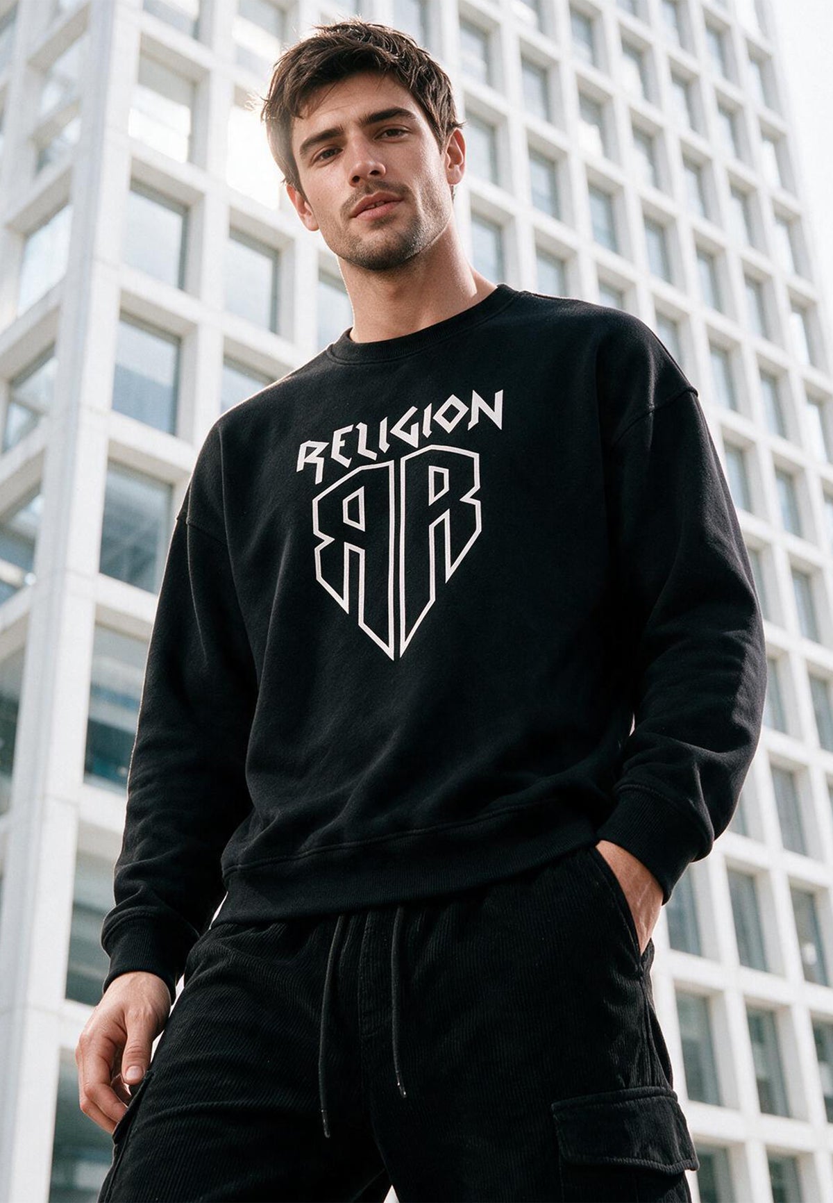 SHIELD CREW NECK SWEAT BLACK