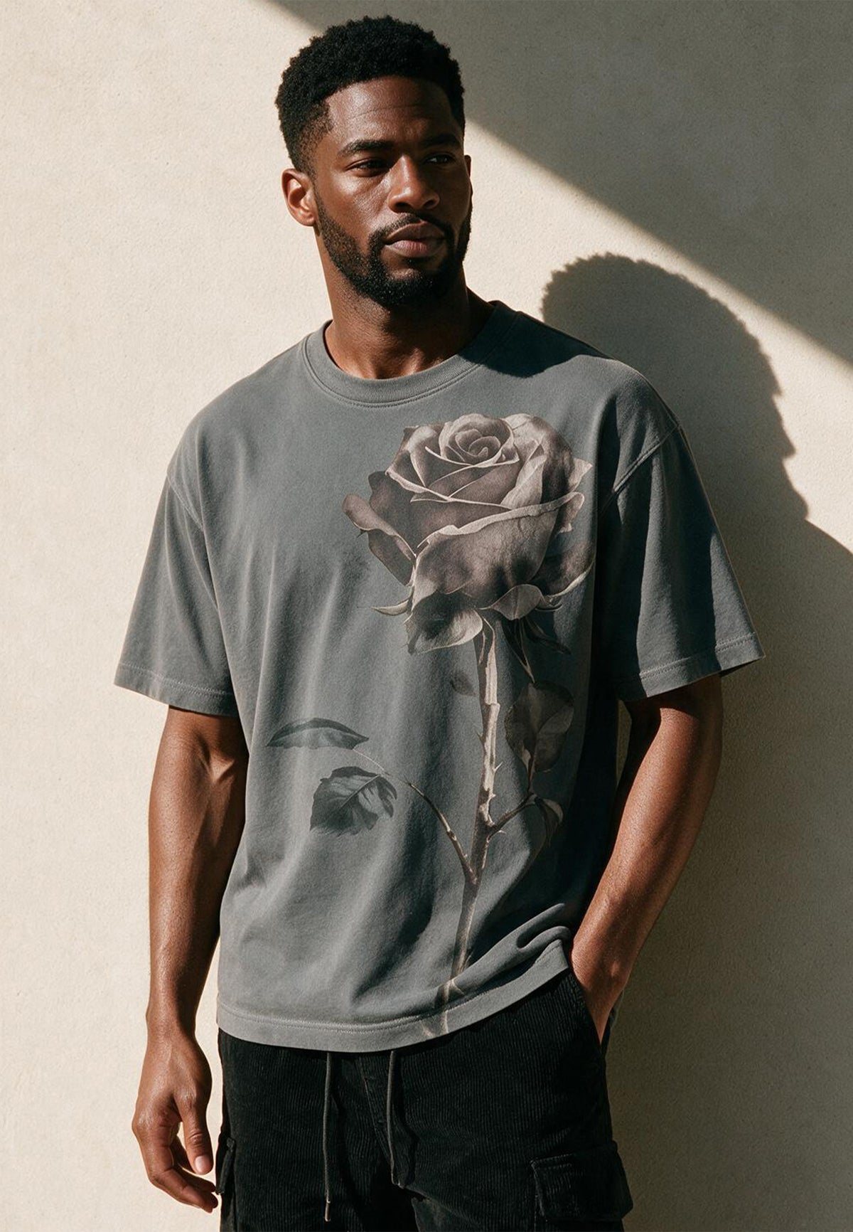SINGLE ROSE T-SHIRT TAN