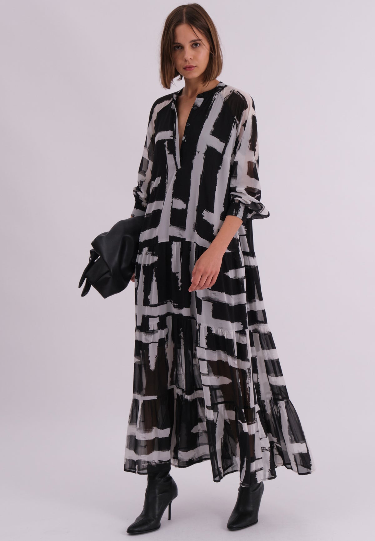 SUNSET MAXI DRESS SELVAGE BLACK
