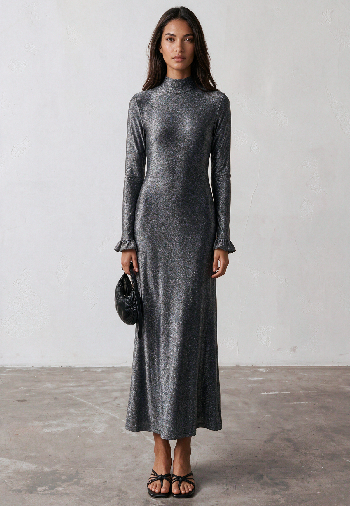 TANZANITE MAXI DRESS METALLIC SILVER