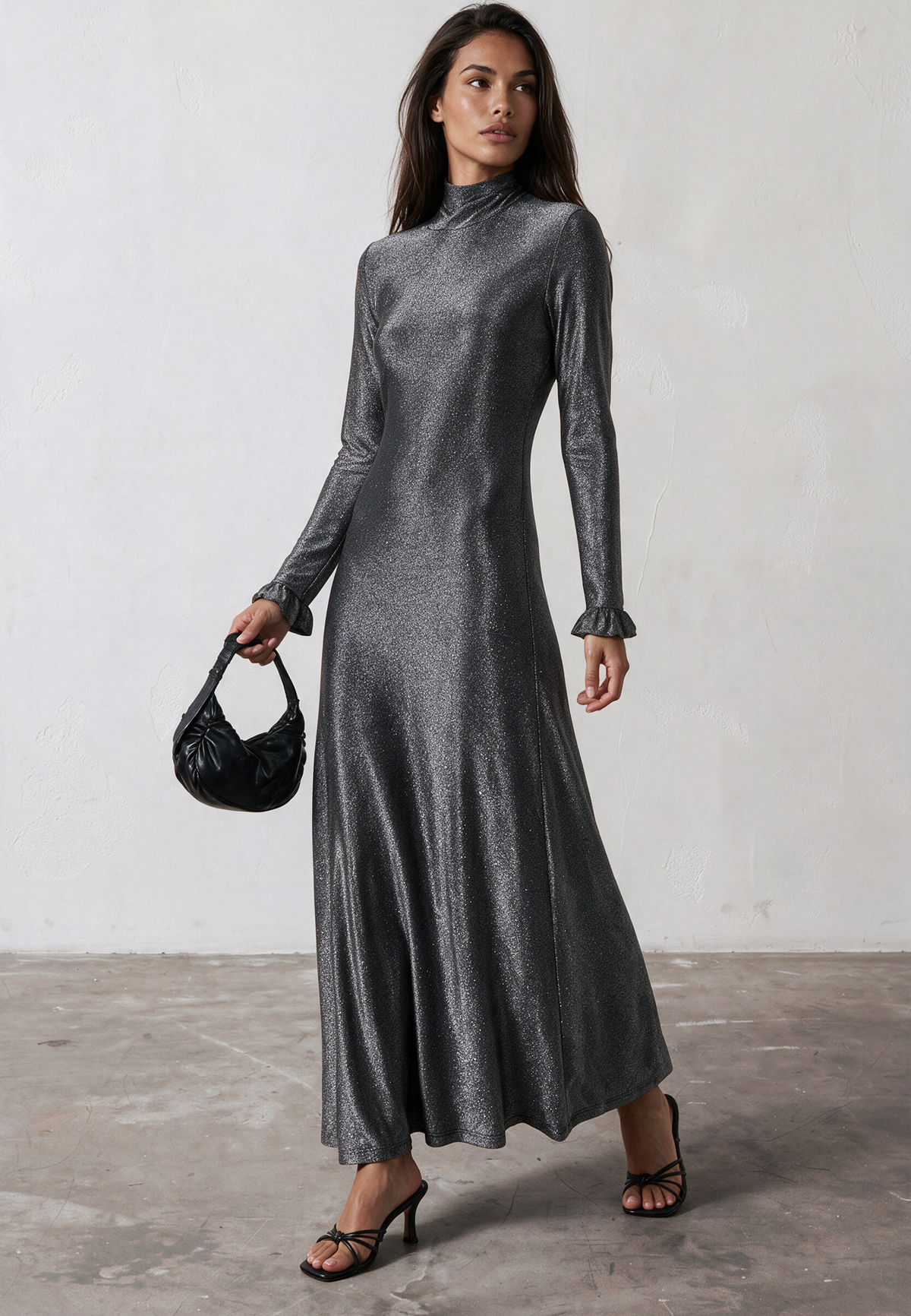TANZANITE MAXI DRESS METALLIC SILVER