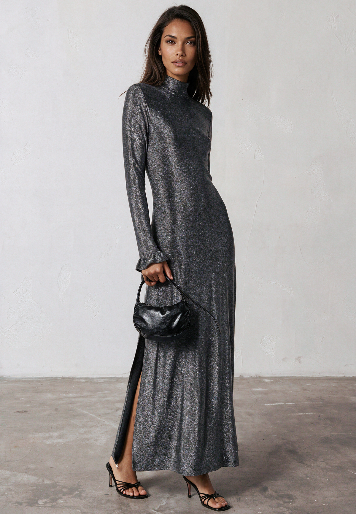 TANZANITE MAXI DRESS METALLIC SILVER