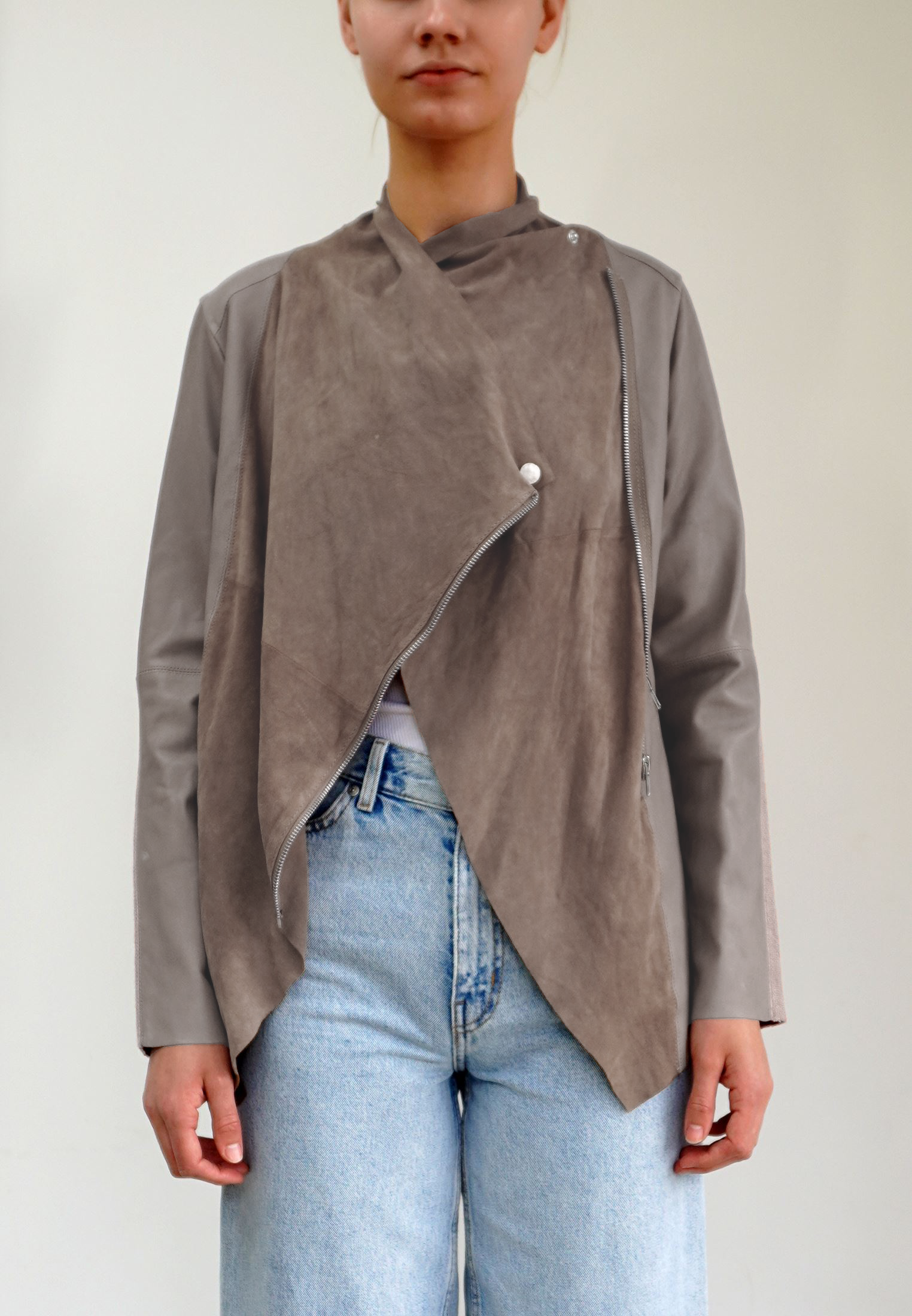 PUBLICISED LEATHER JACKET TAUPE