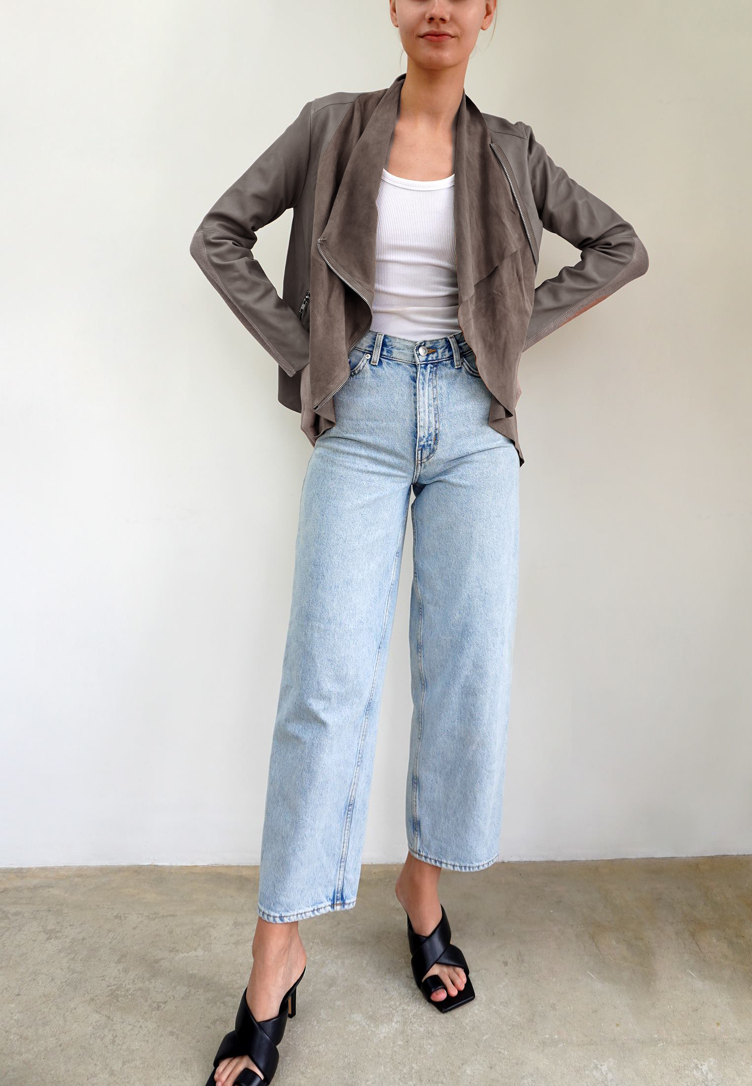 PUBLICISED LEATHER JACKET TAUPE
