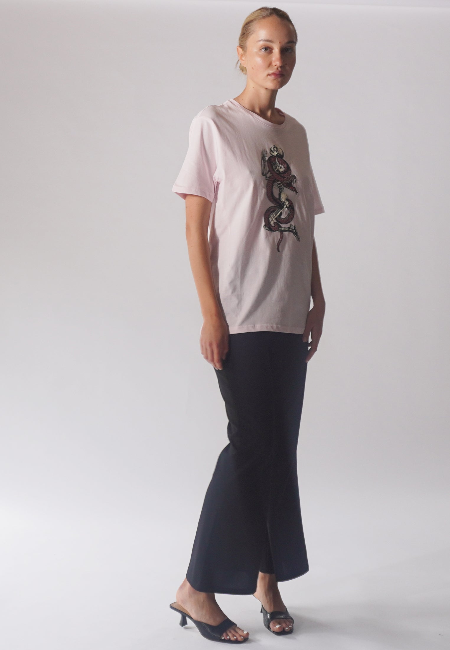 SNAKE SKELETON T-SHIRT SOFT PINK