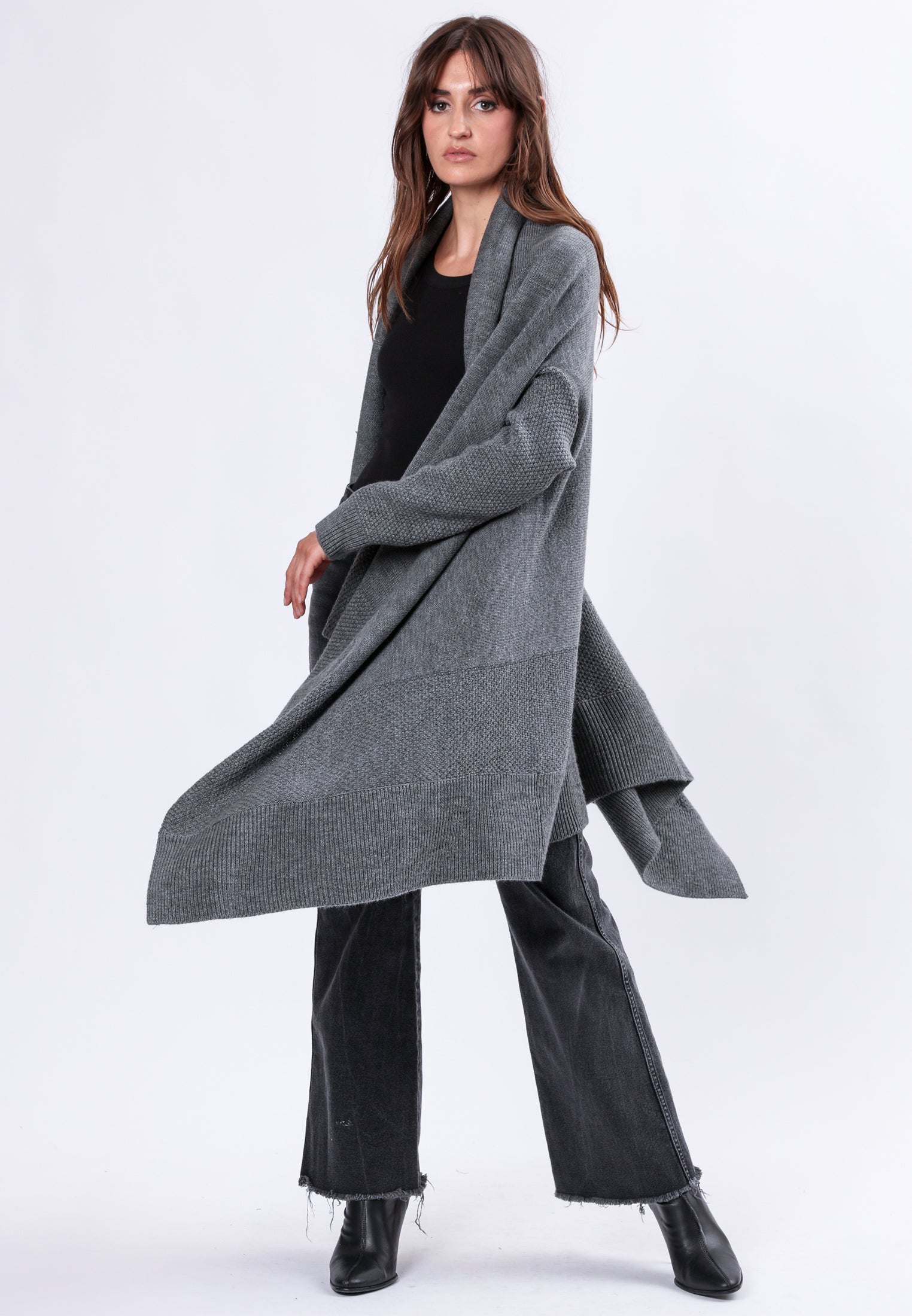 UNITE WATERFALL CARDIGAN CHARCOAL