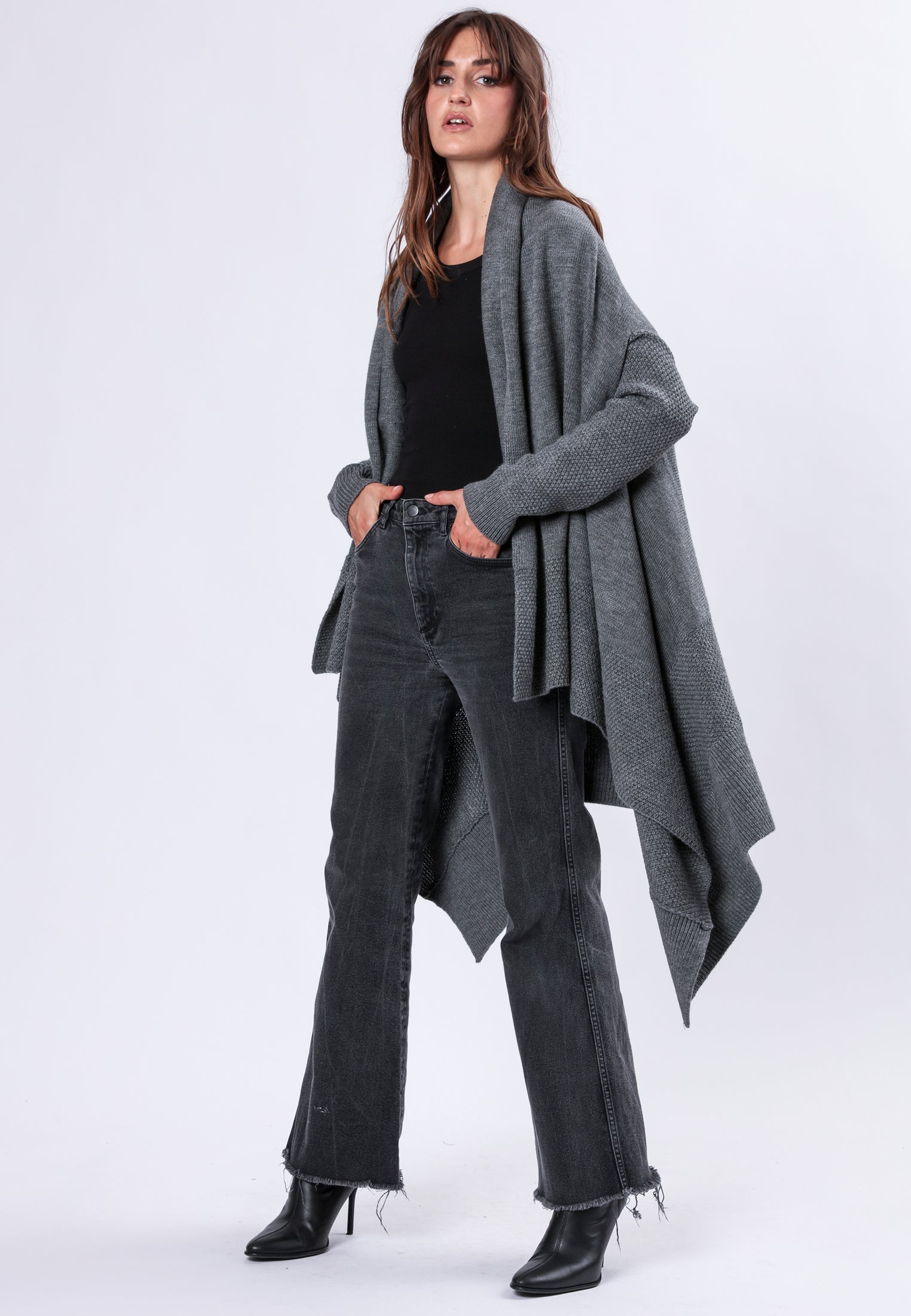 UNITE WATERFALL CARDIGAN CHARCOAL