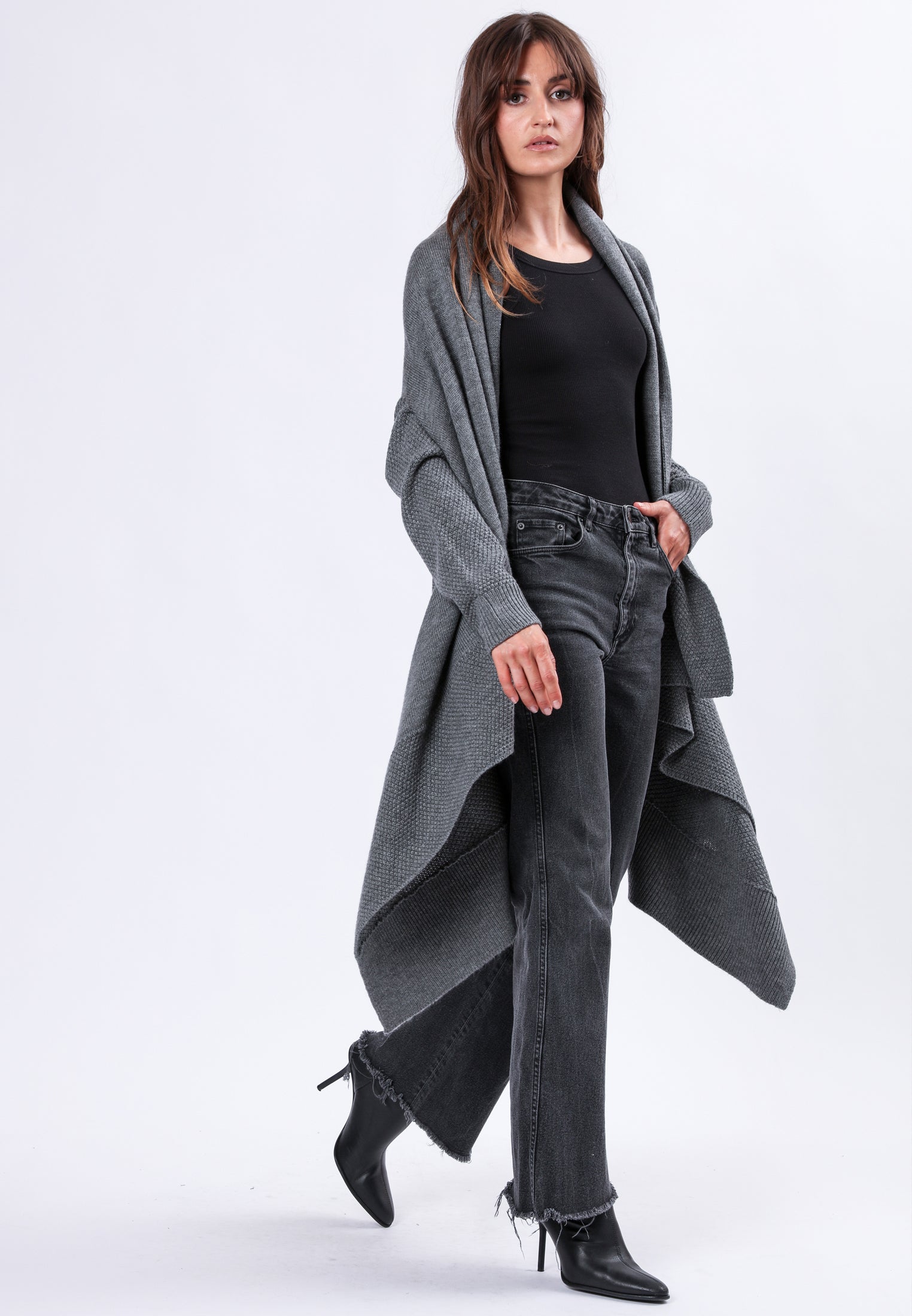 UNITE WATERFALL CARDIGAN CHARCOAL