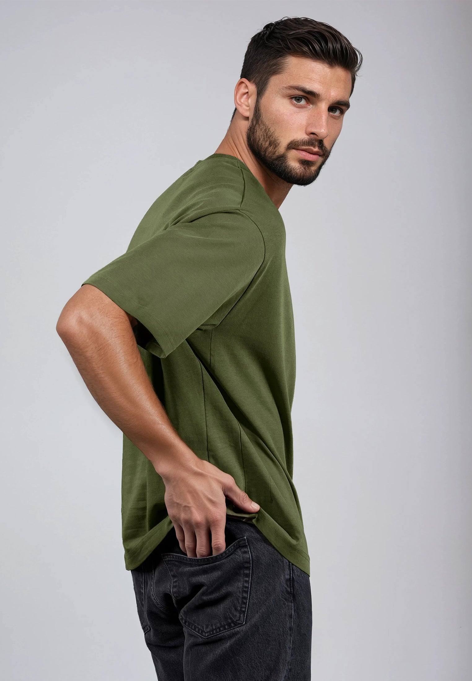OVERSIZED HEAVY BLOCK T-SHIRT ARMY GREEN