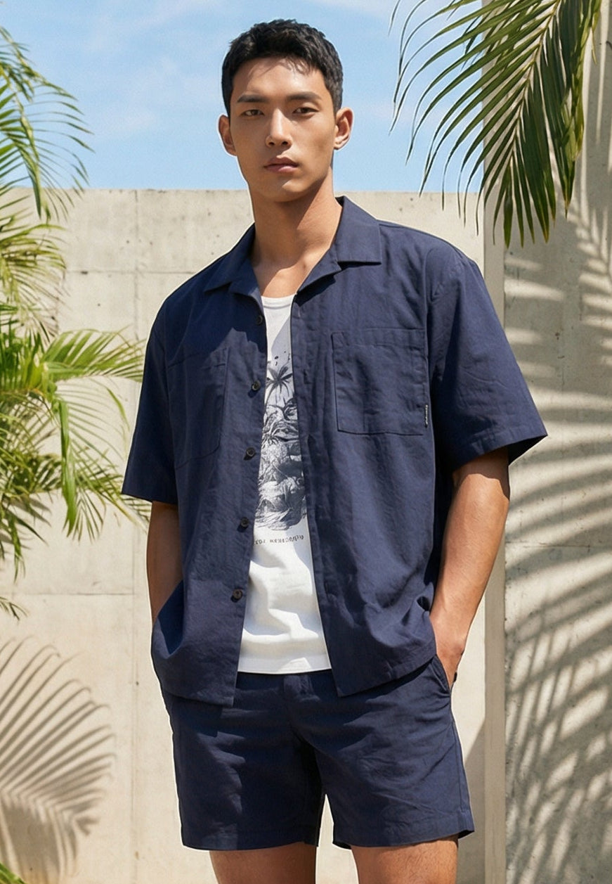 SAINT-TROPEZ LIGHTWEIGHT HOLIDAY SHIRT MIDNIGHT