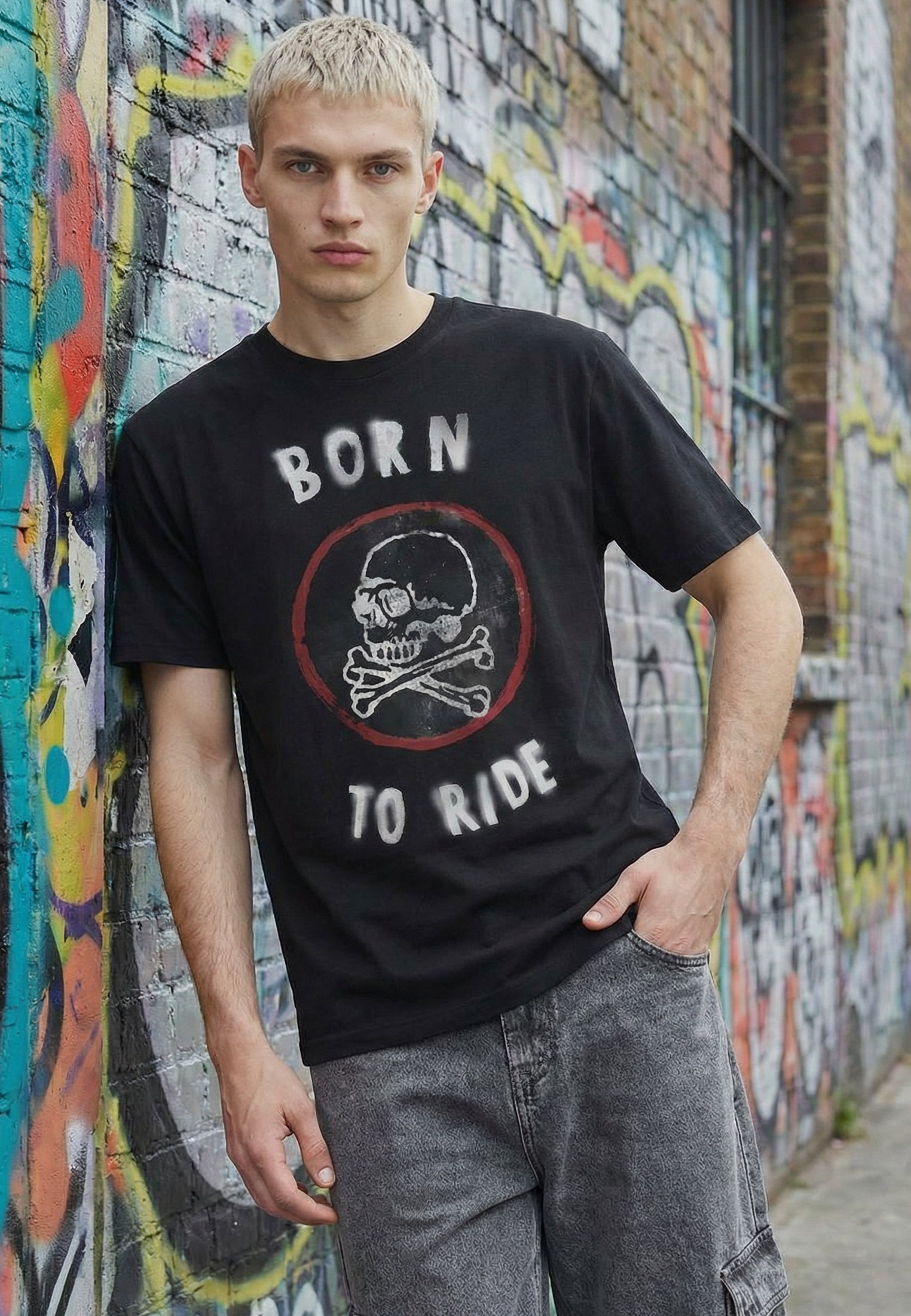 BORN TO RIDE T-SHIRT BLACK