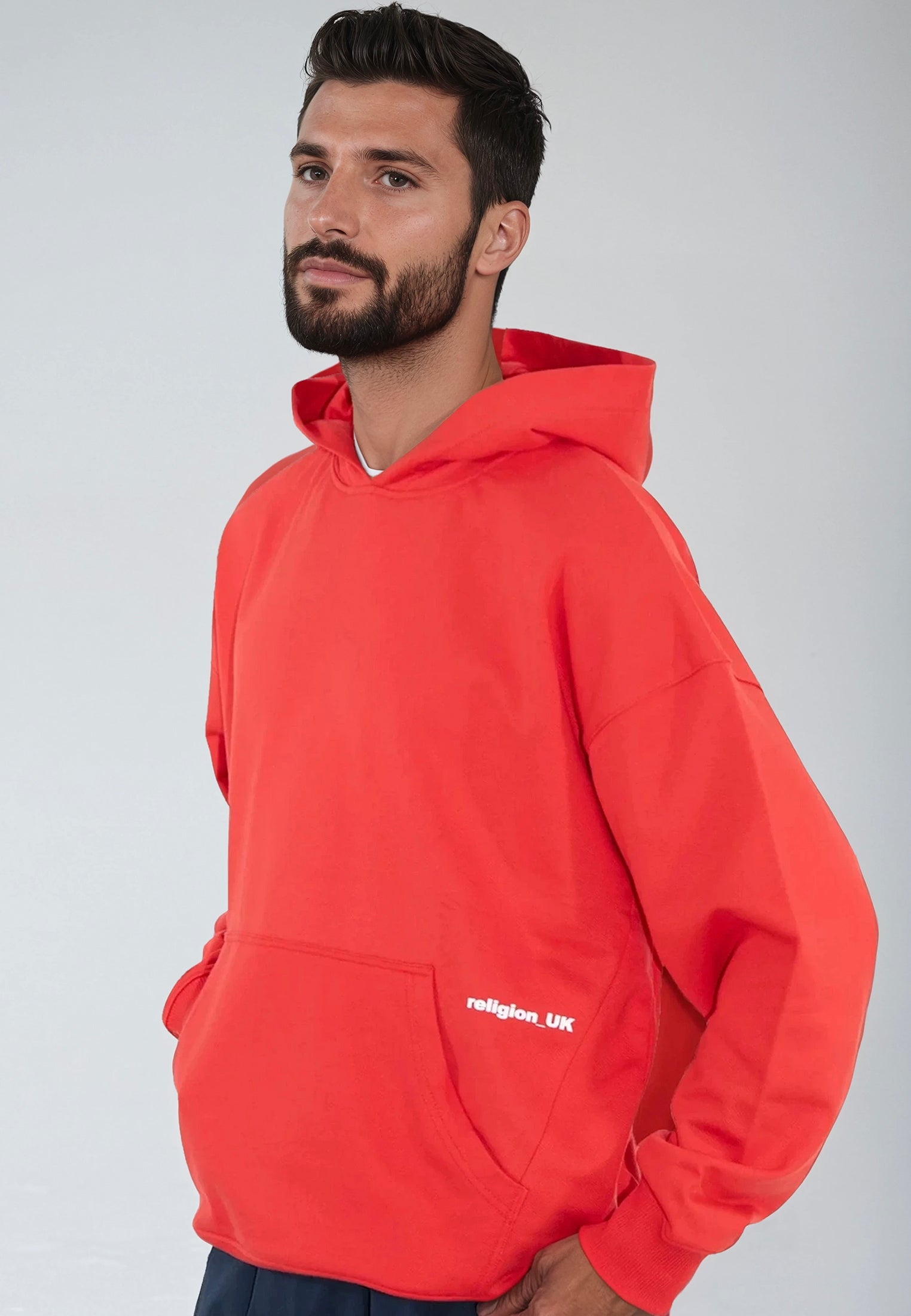RELIGION UK RELAXED HOODIE BRIGHT RED