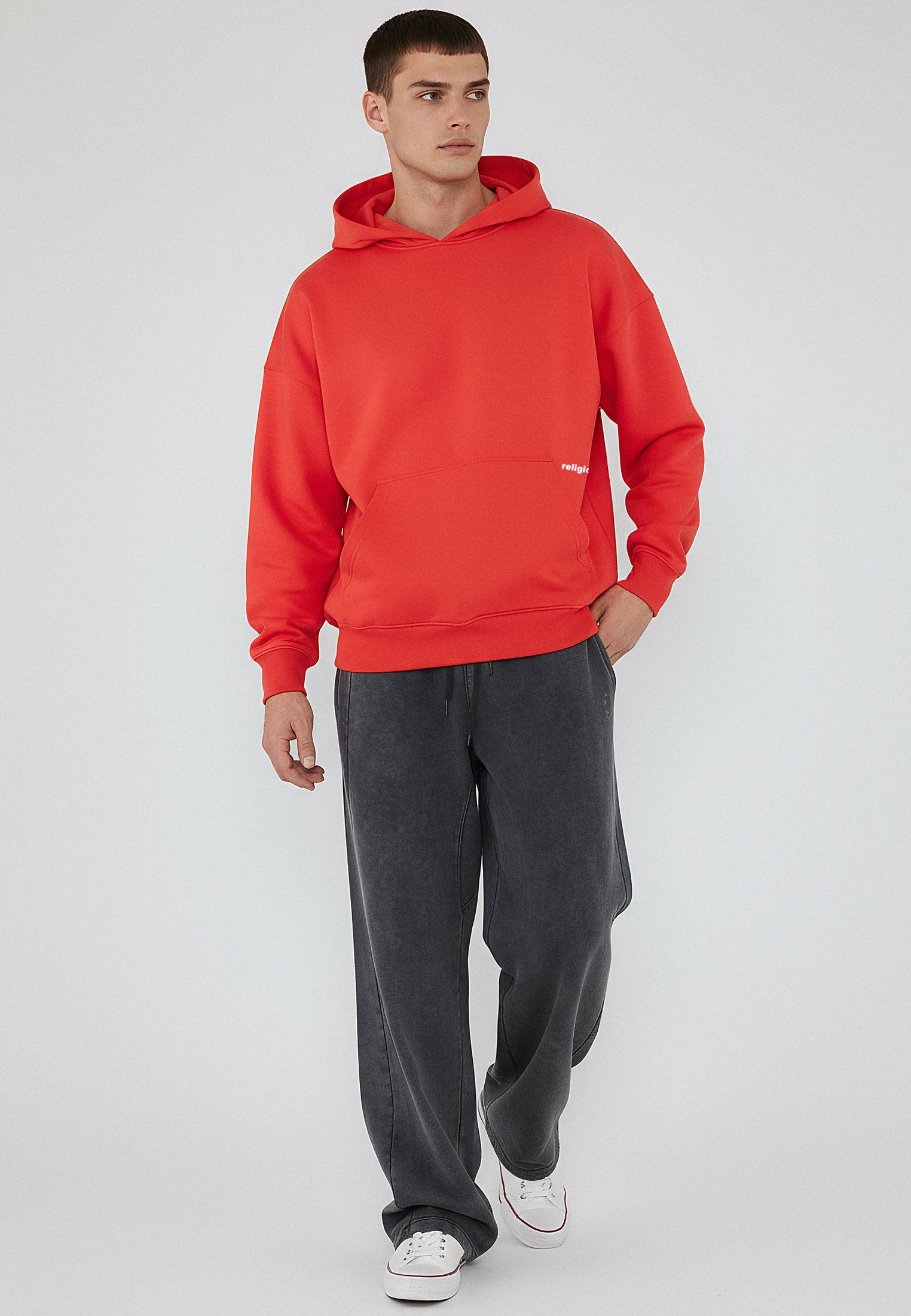 RELIGION UK RELAXED HOODIE BRIGHT RED