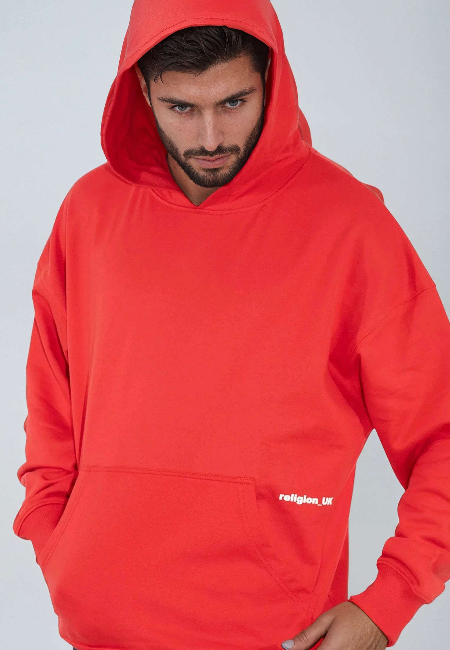 RELIGION UK RELAXED HOODIE BRIGHT RED