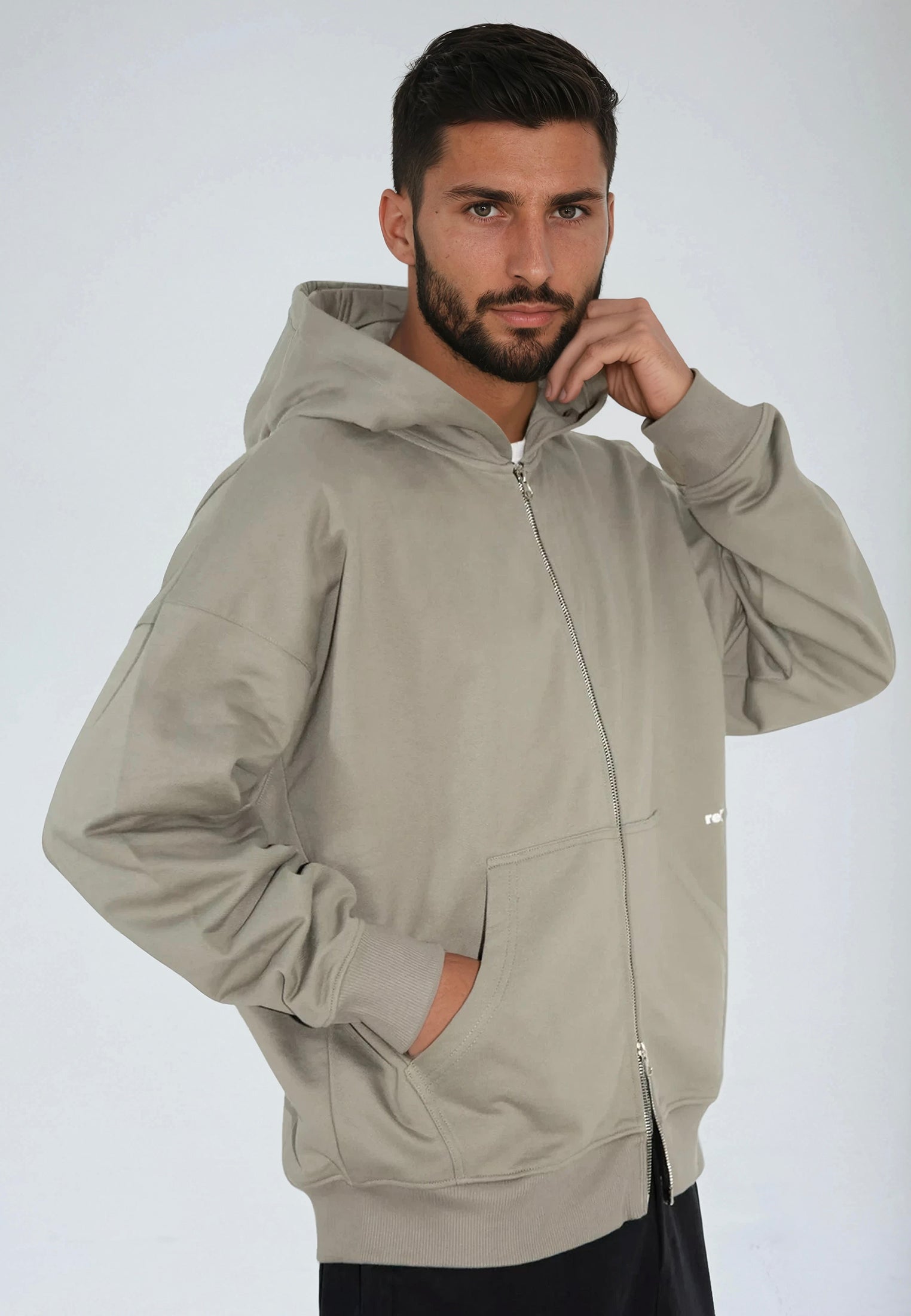 RELIGION UK ZIP UP HOODIE KHAKI