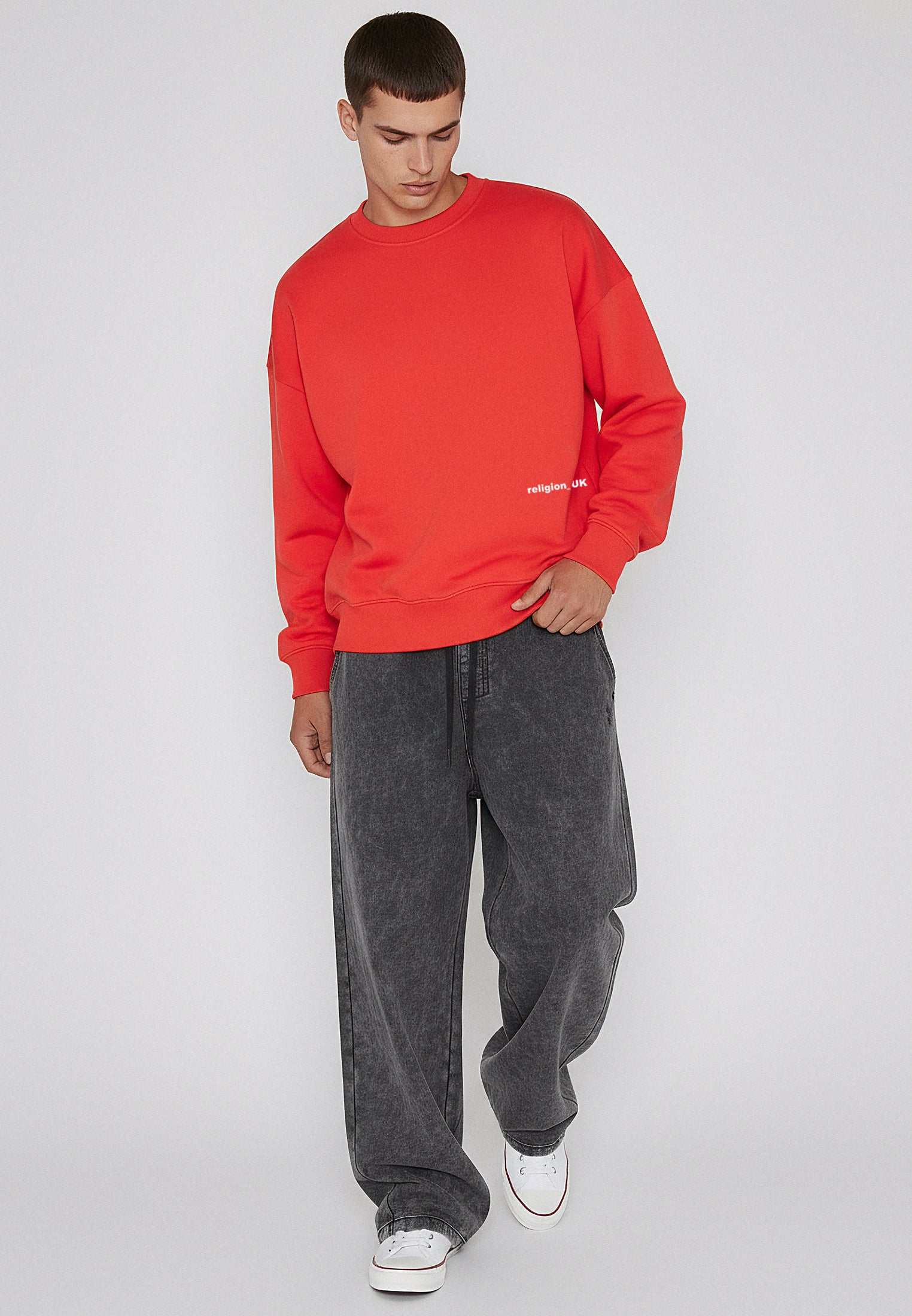 RELIGION UK SWEAT BRIGHT RED