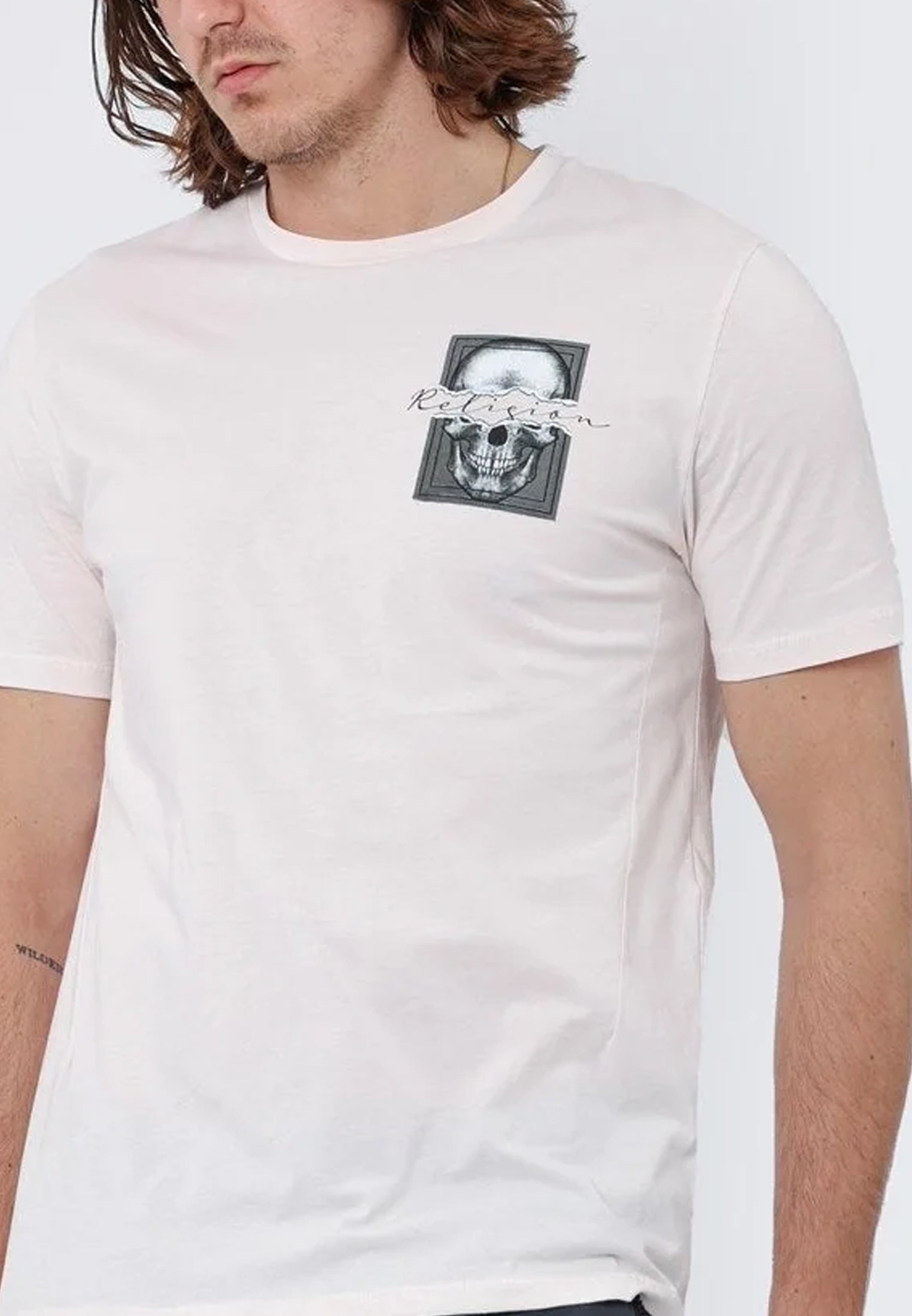 TEAR LABEL SKULL T-SHIRT SOFT PINK