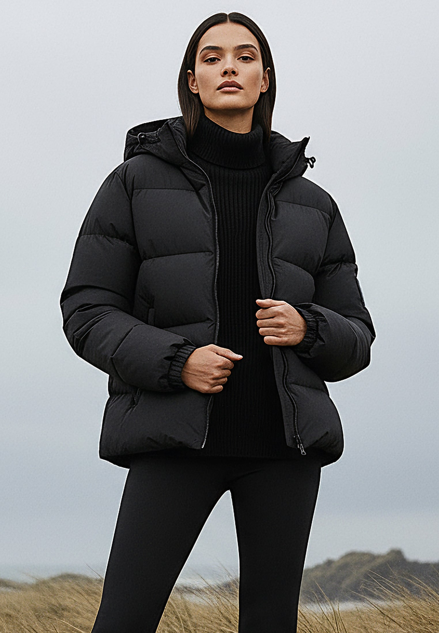 BLACK PERFORMANCE PUFFER JACKET