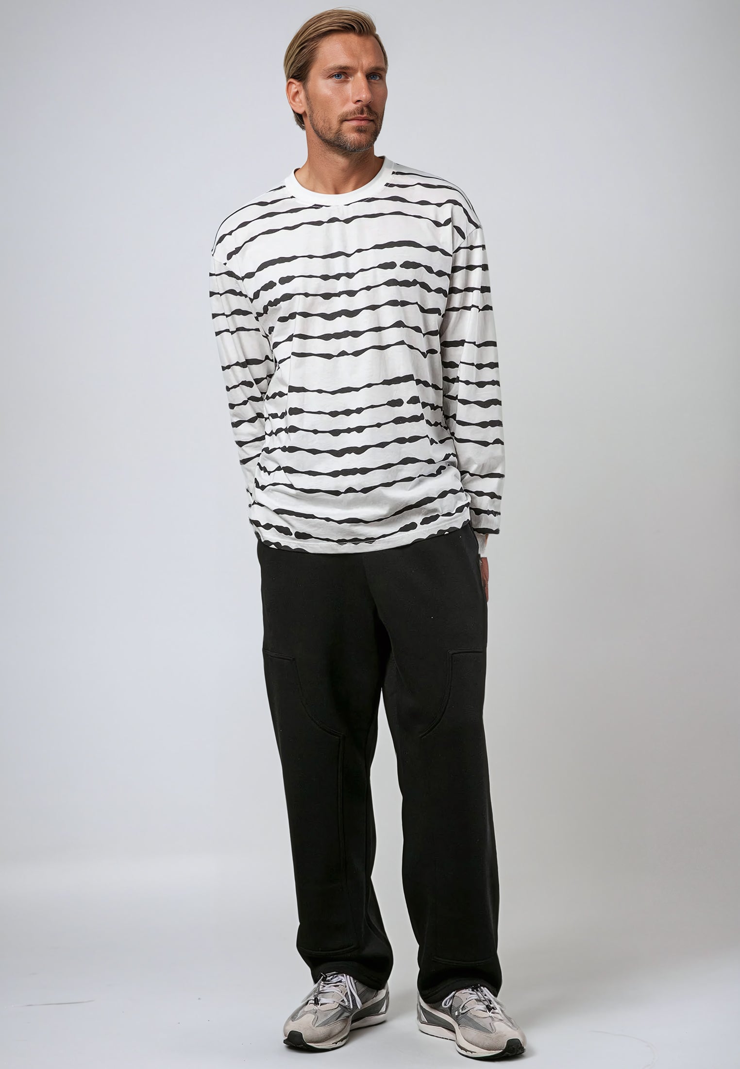 STRIPES LS T-SHIRT WHITE & BLACK