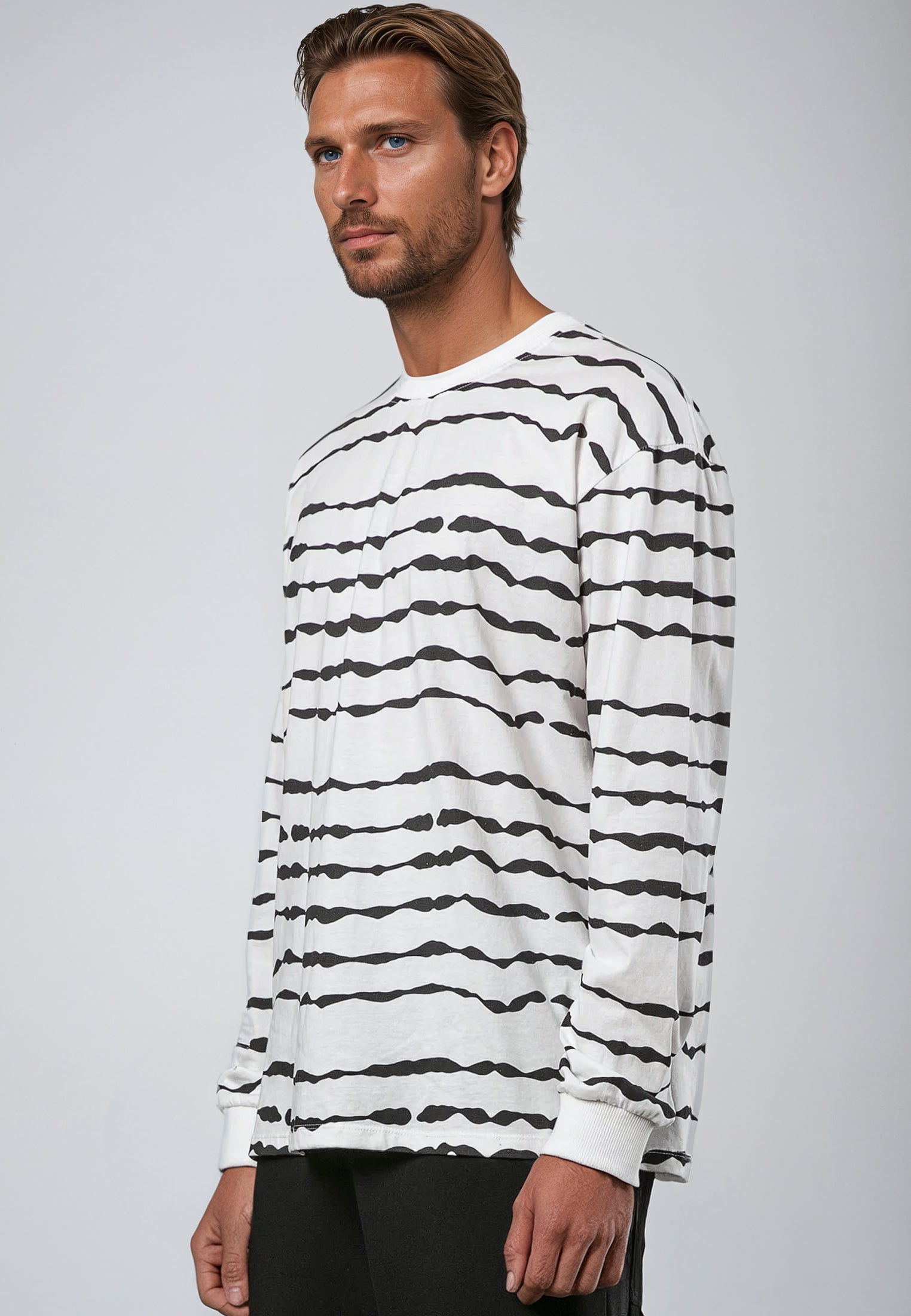 STRIPES LS T-SHIRT WHITE & BLACK