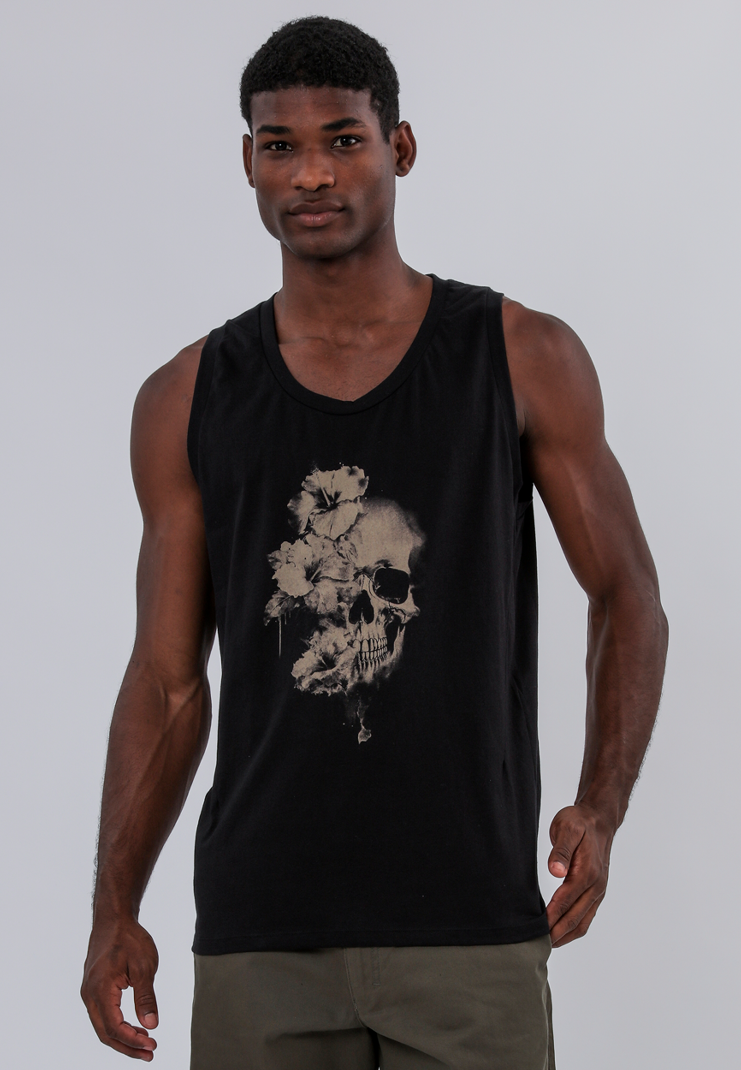 WATER COLOUR SKULL VEST BLACK