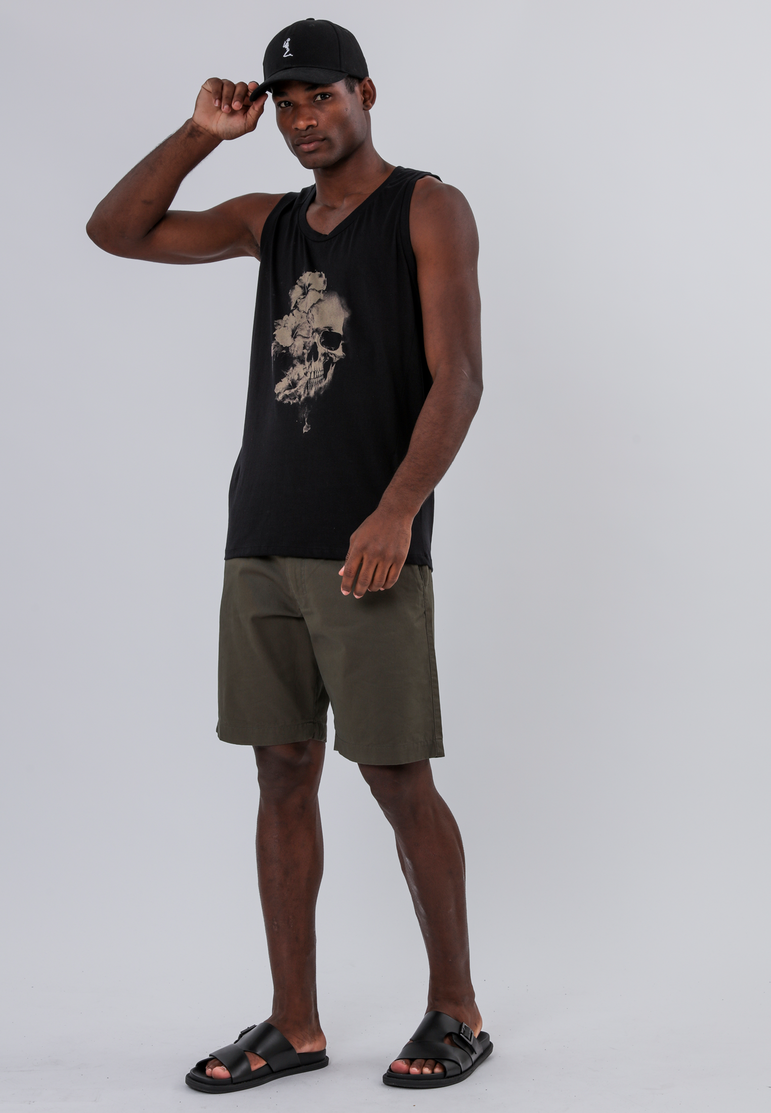 WATER COLOUR SKULL VEST BLACK