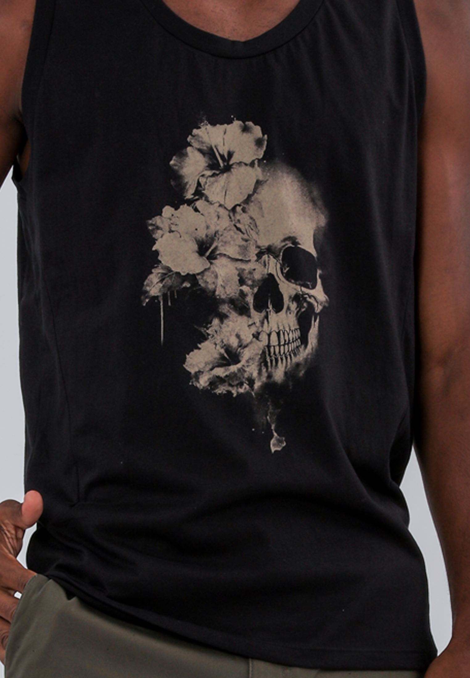 WATER COLOUR SKULL VEST BLACK