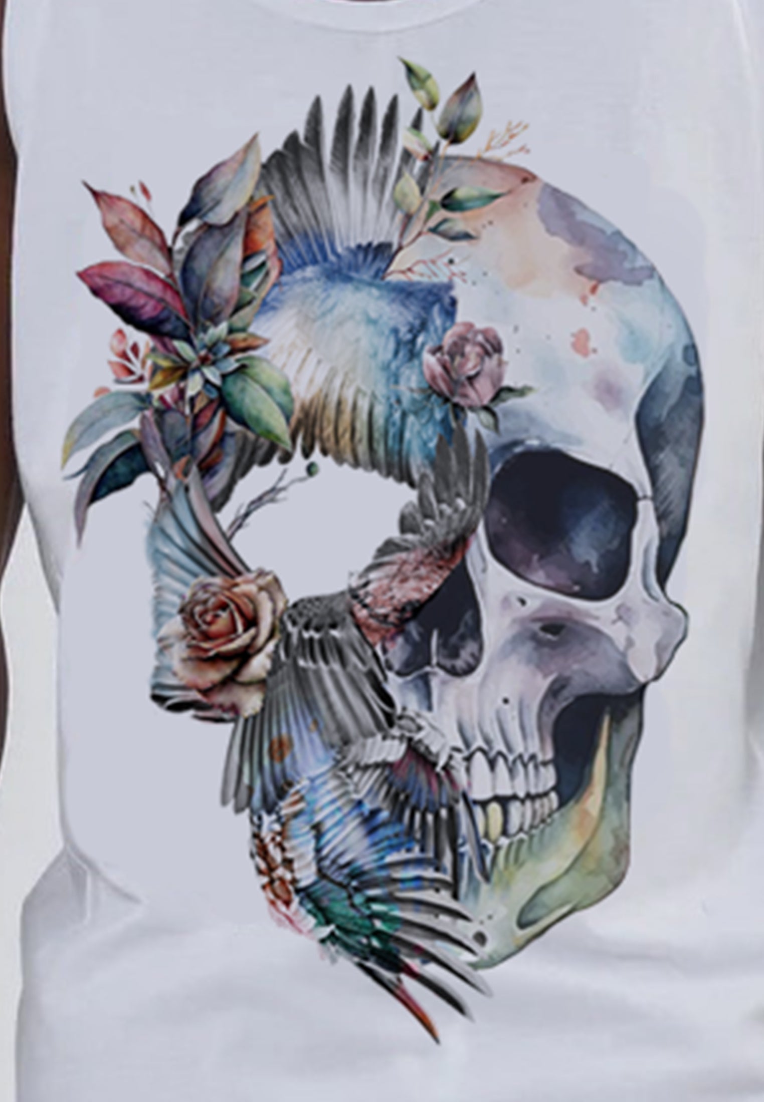 BIRDS WING SKULL VEST WHITE