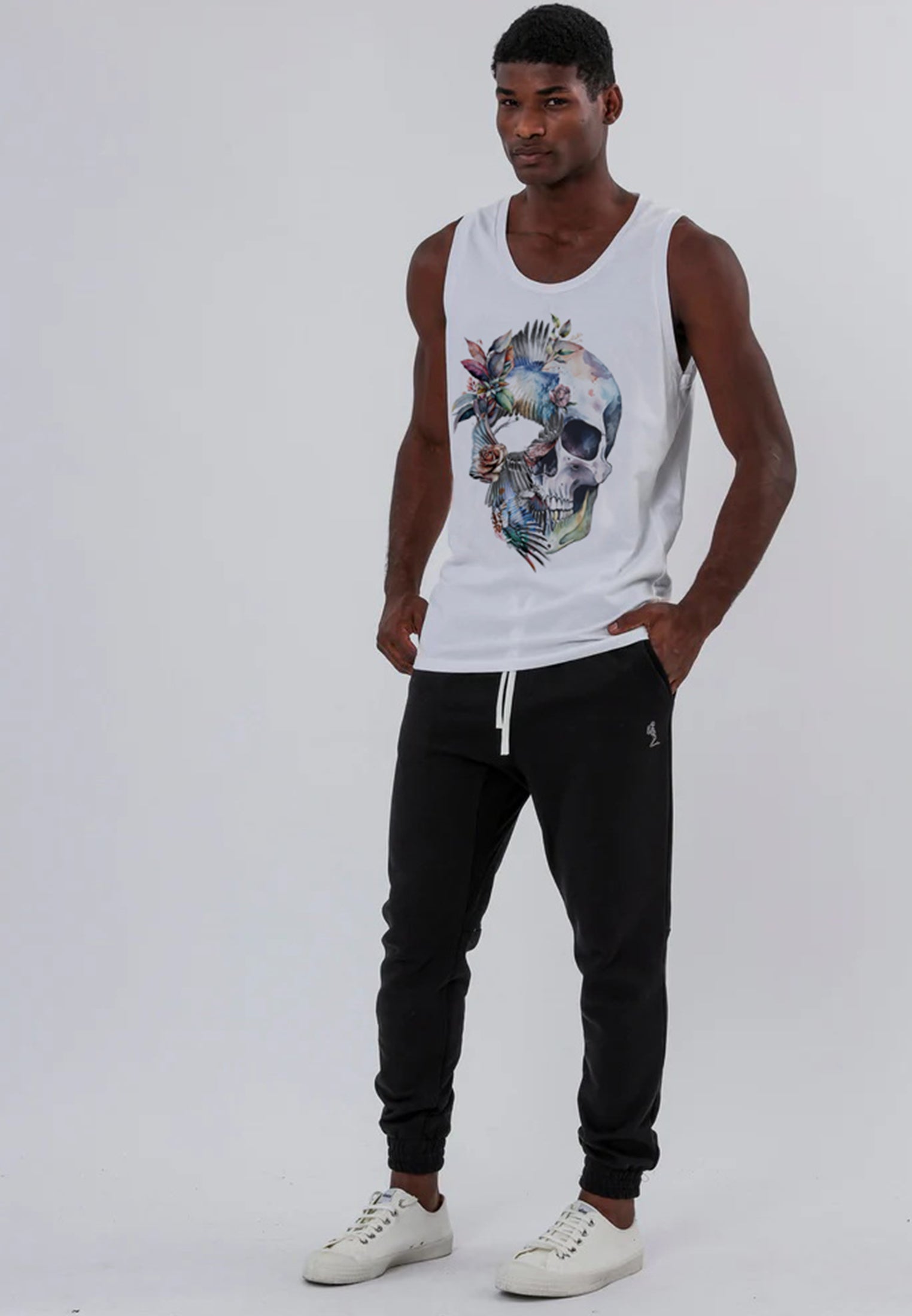 BIRDS WING SKULL VEST WHITE