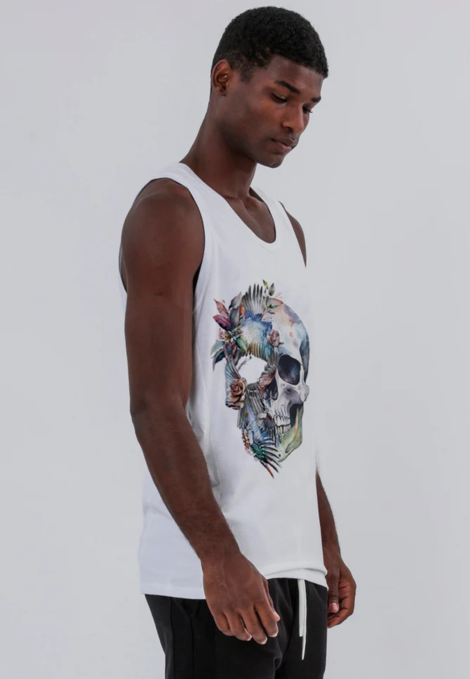 BIRDS WING SKULL VEST WHITE
