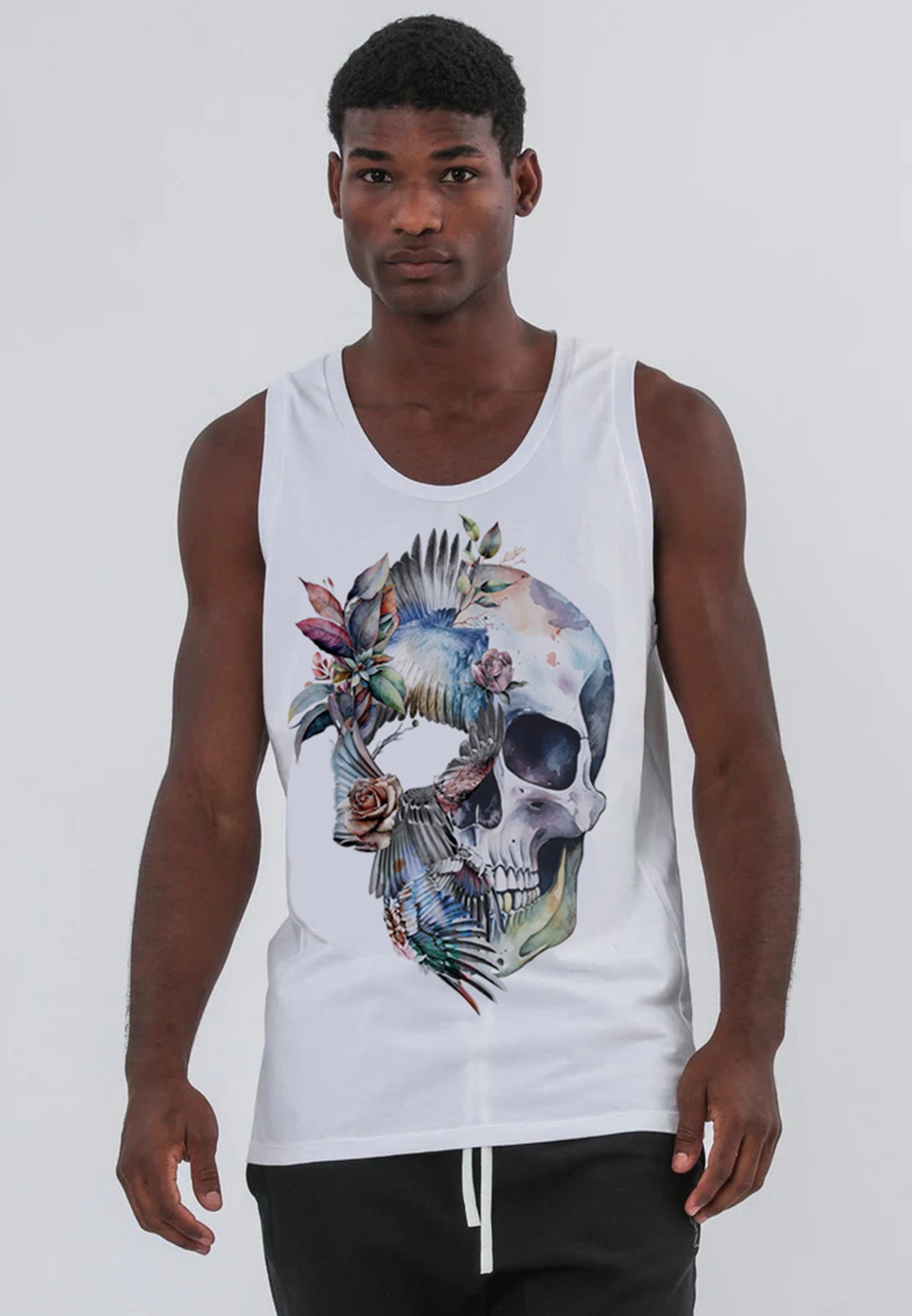 BIRDS WING SKULL VEST WHITE