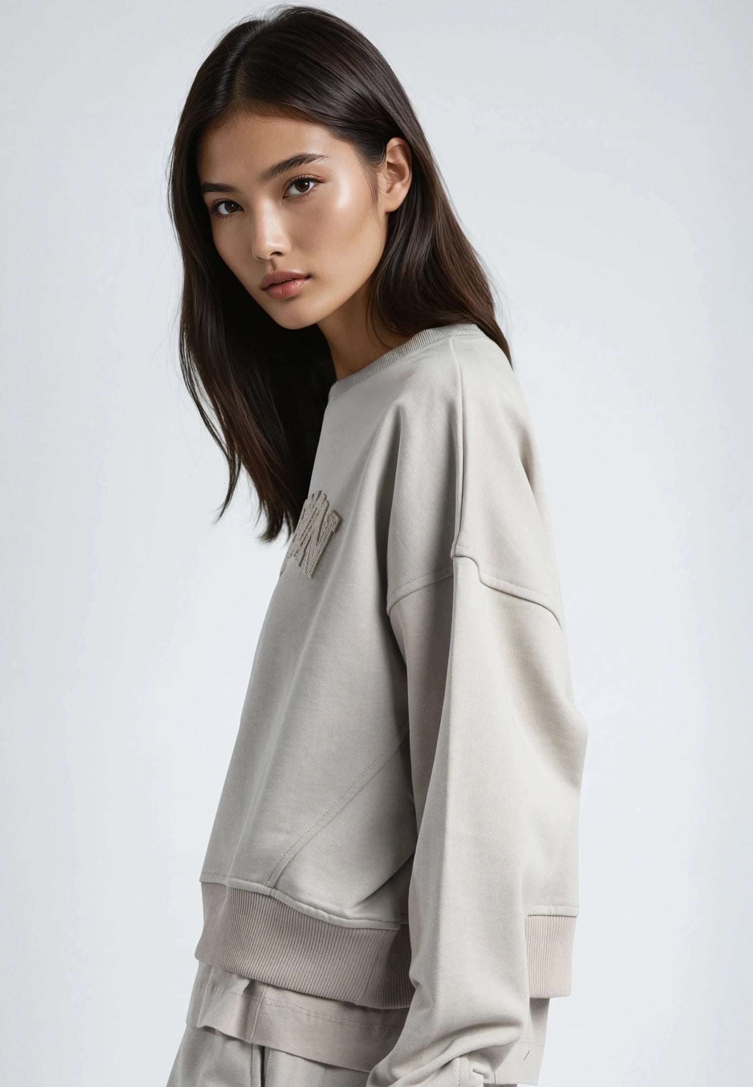 APPLIQUE BATWING SWEAT STONE