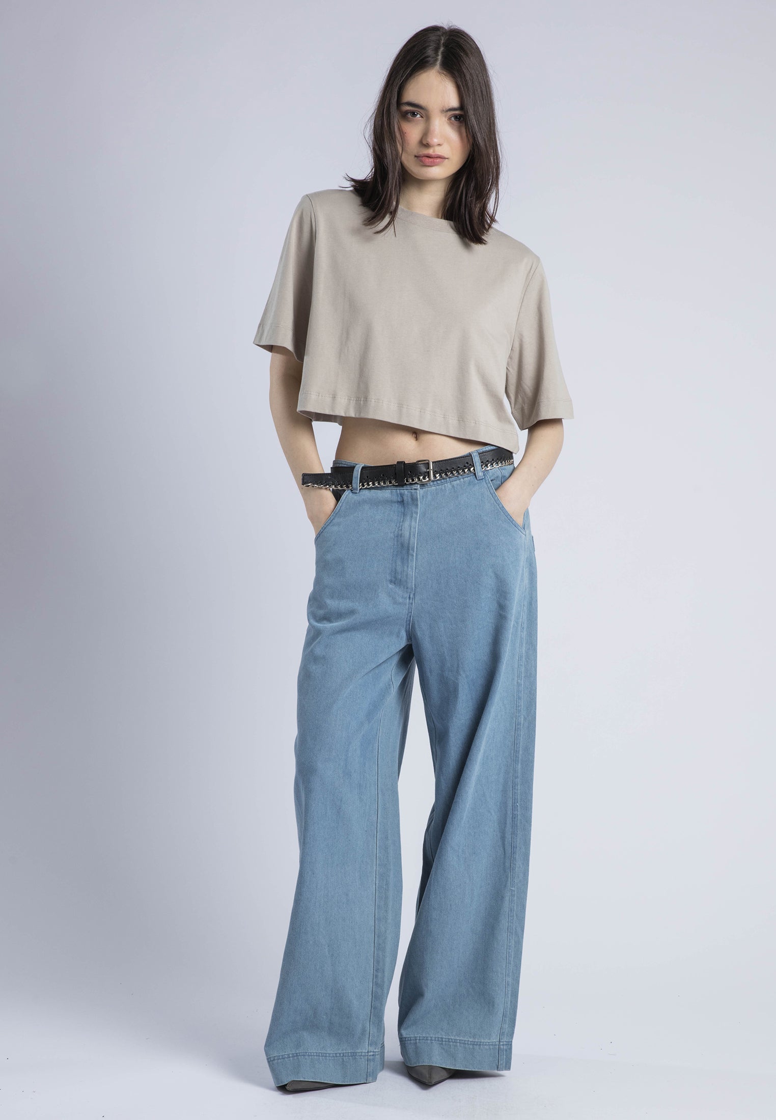BASIC CROP T-SHIRT STONE