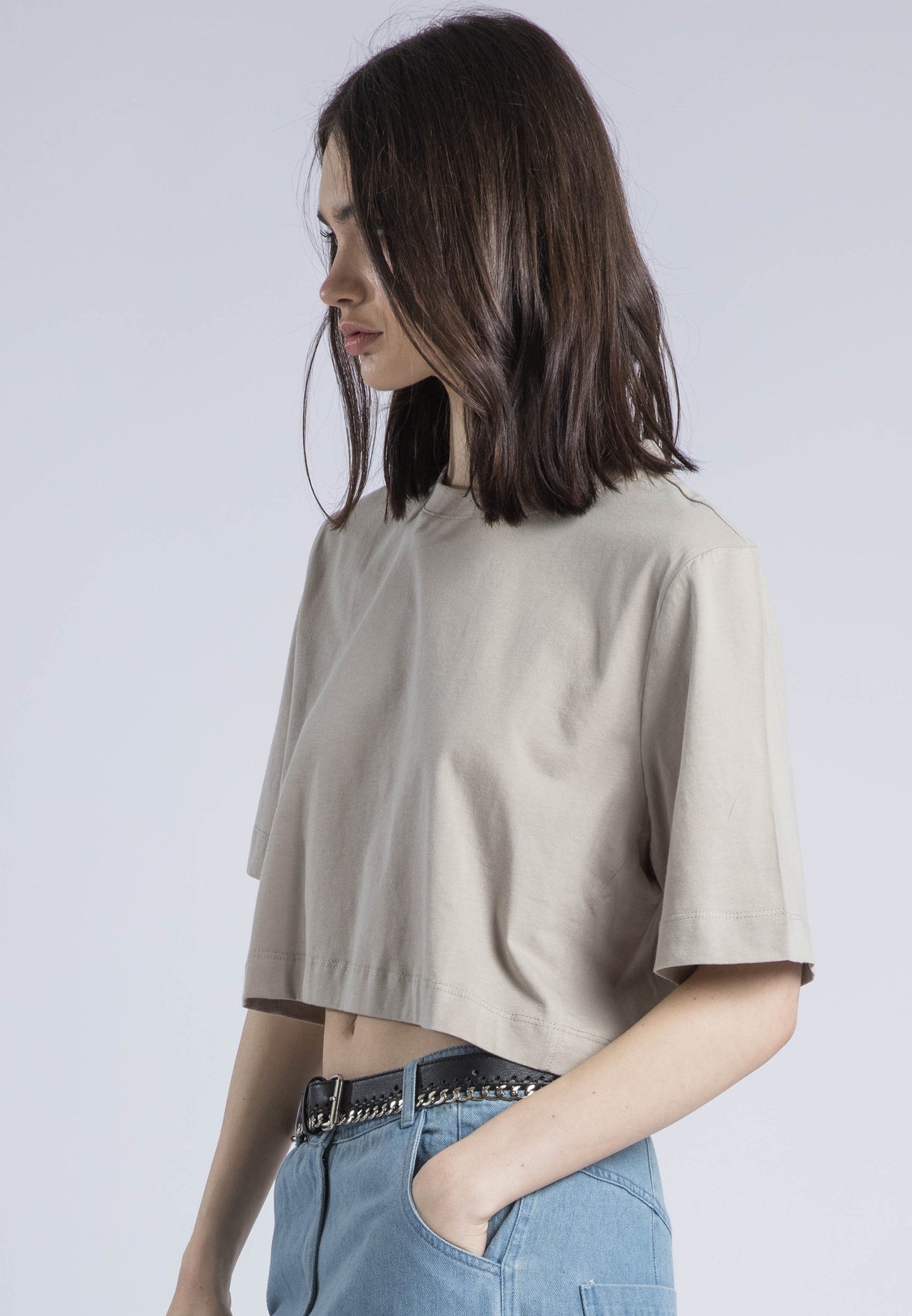 BASIC CROP T-SHIRT STONE