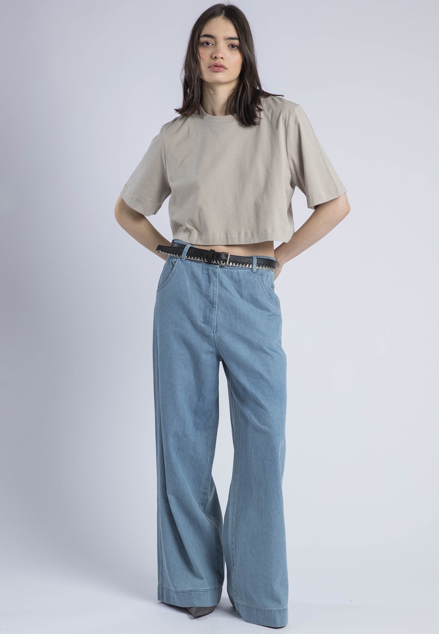 BASIC CROP T-SHIRT STONE