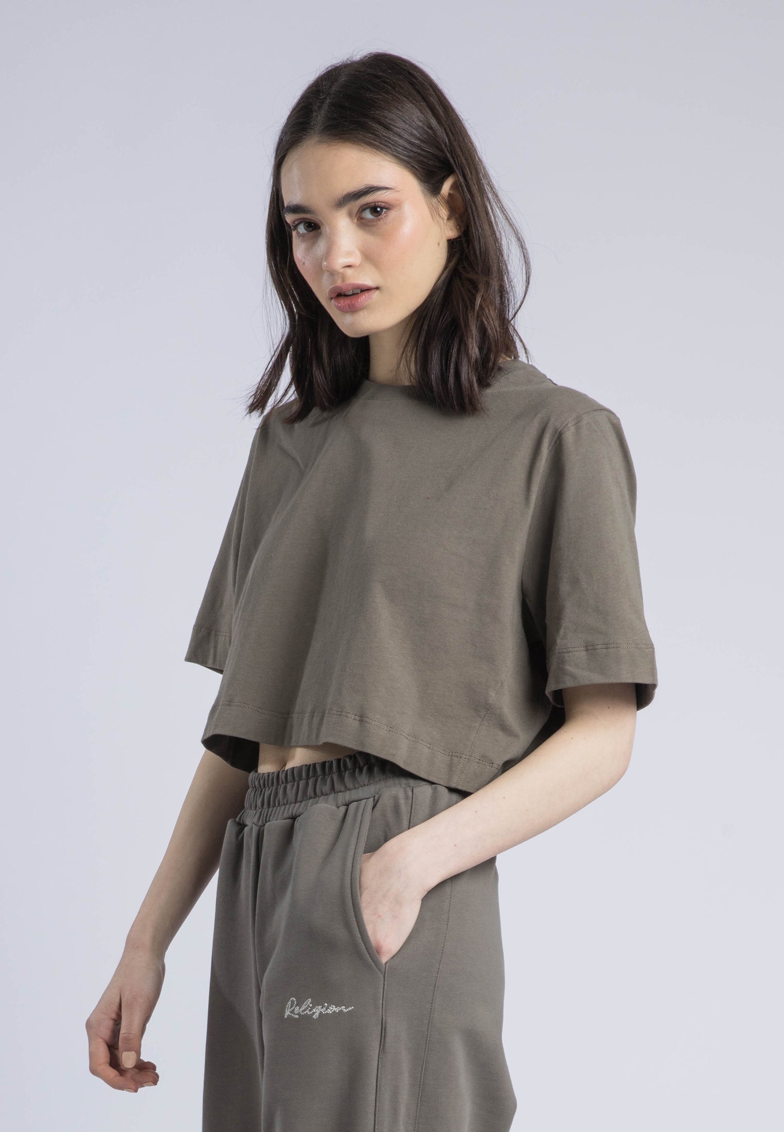 BASIC CROP T-SHIRT BRINDLE